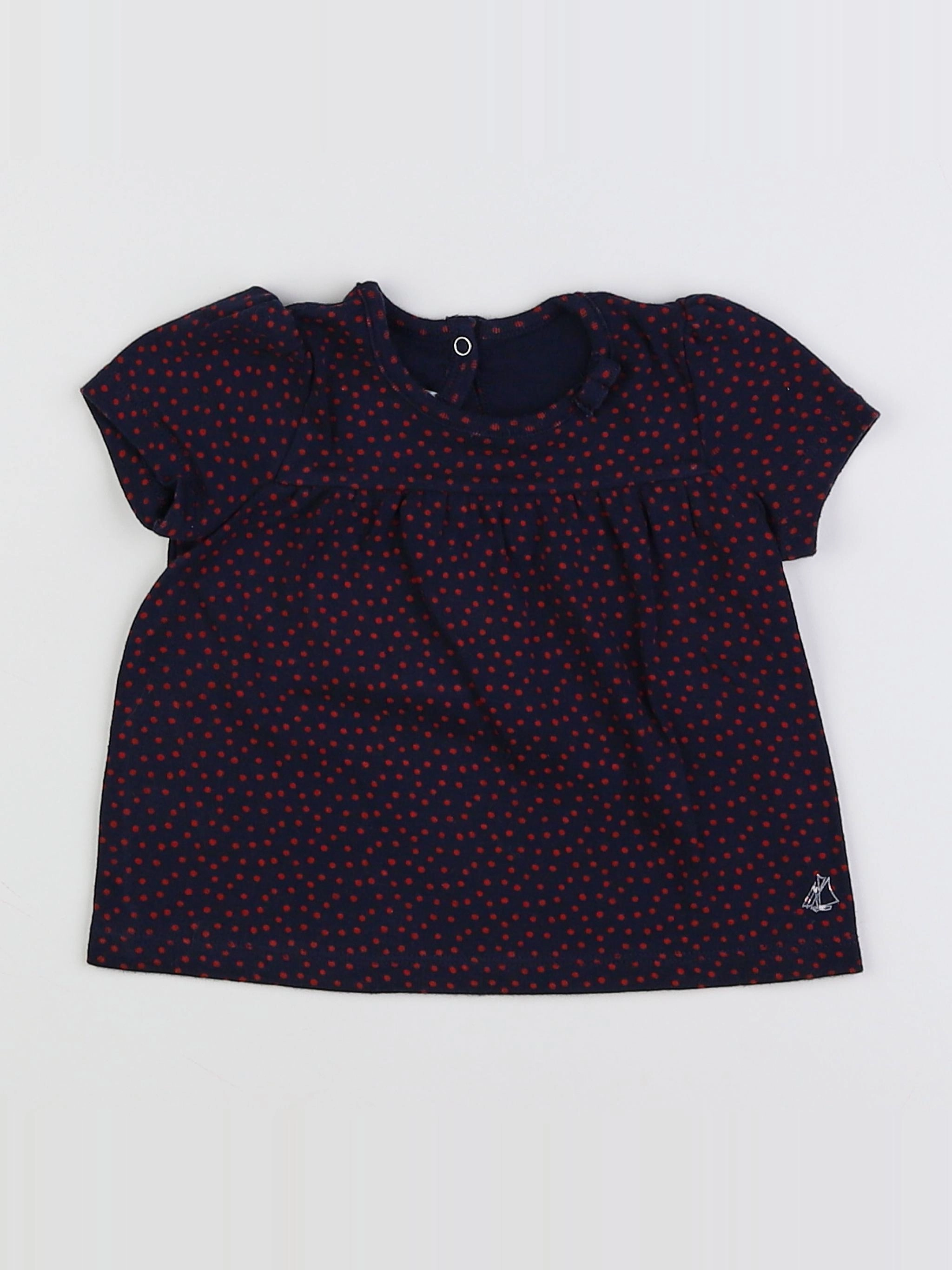 Petit Bateau - tee-shirt bleu, rouge - 12 mois