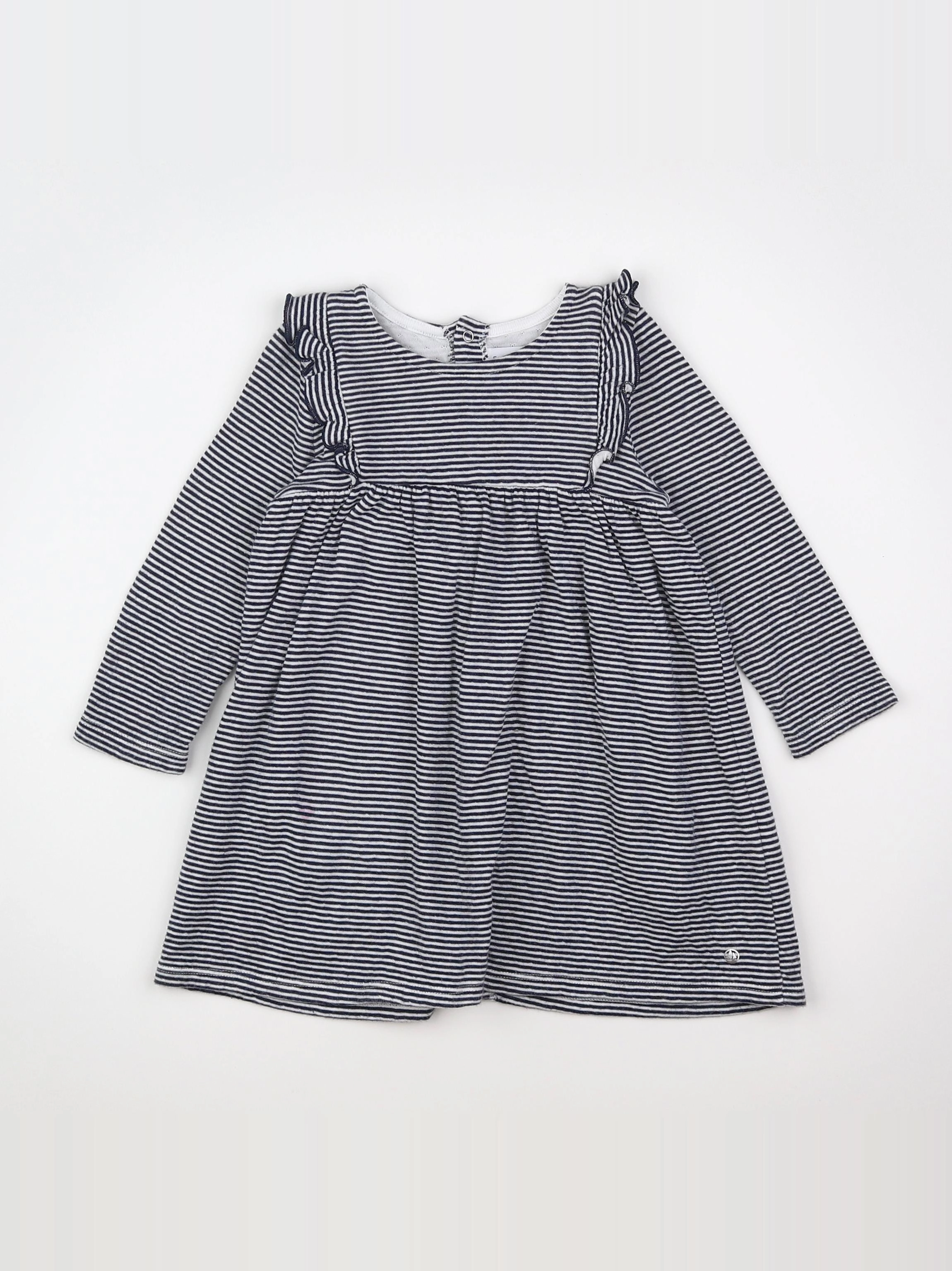 Petit Bateau - robe blanc, bleu - 18 mois