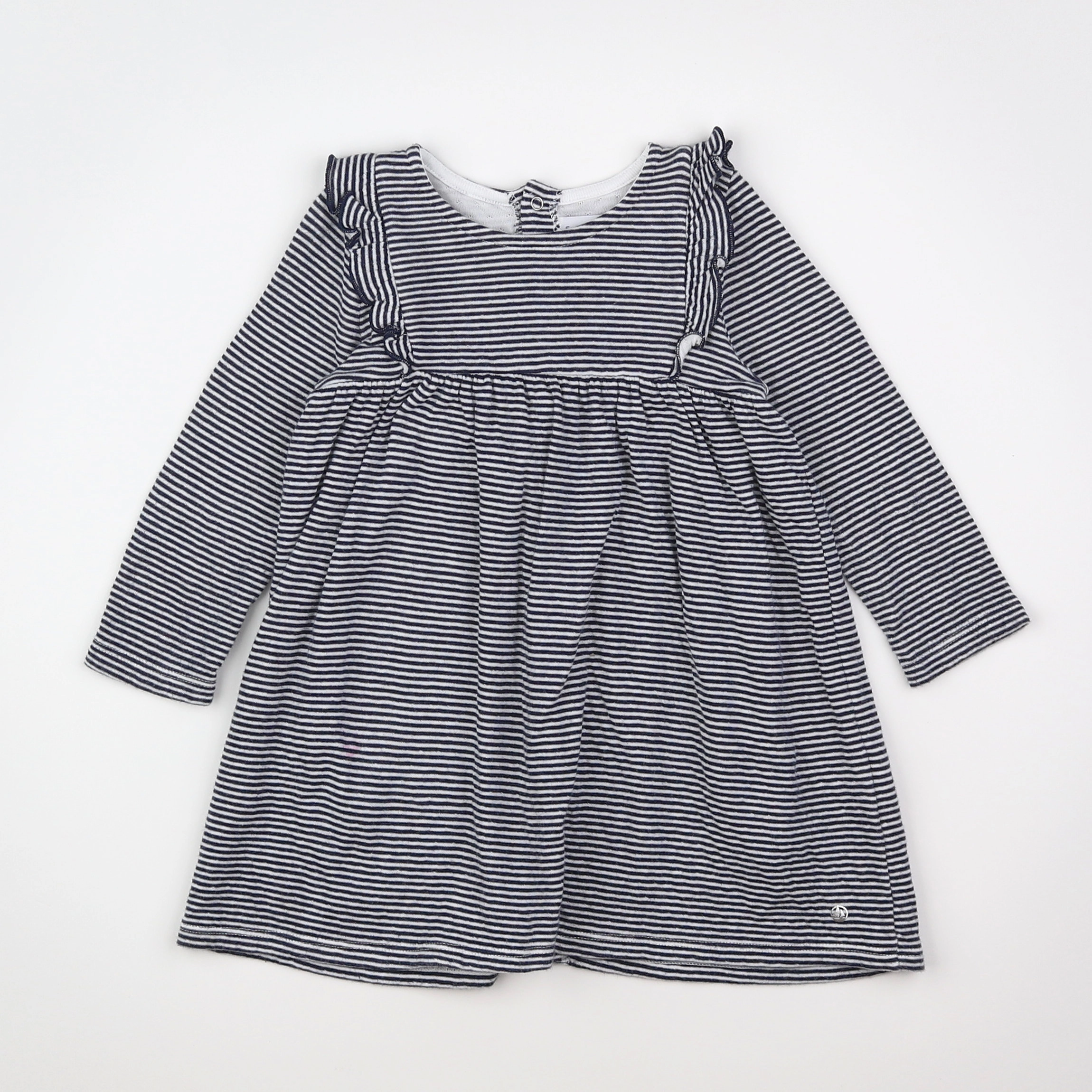 Petit Bateau - robe blanc, bleu - 18 mois