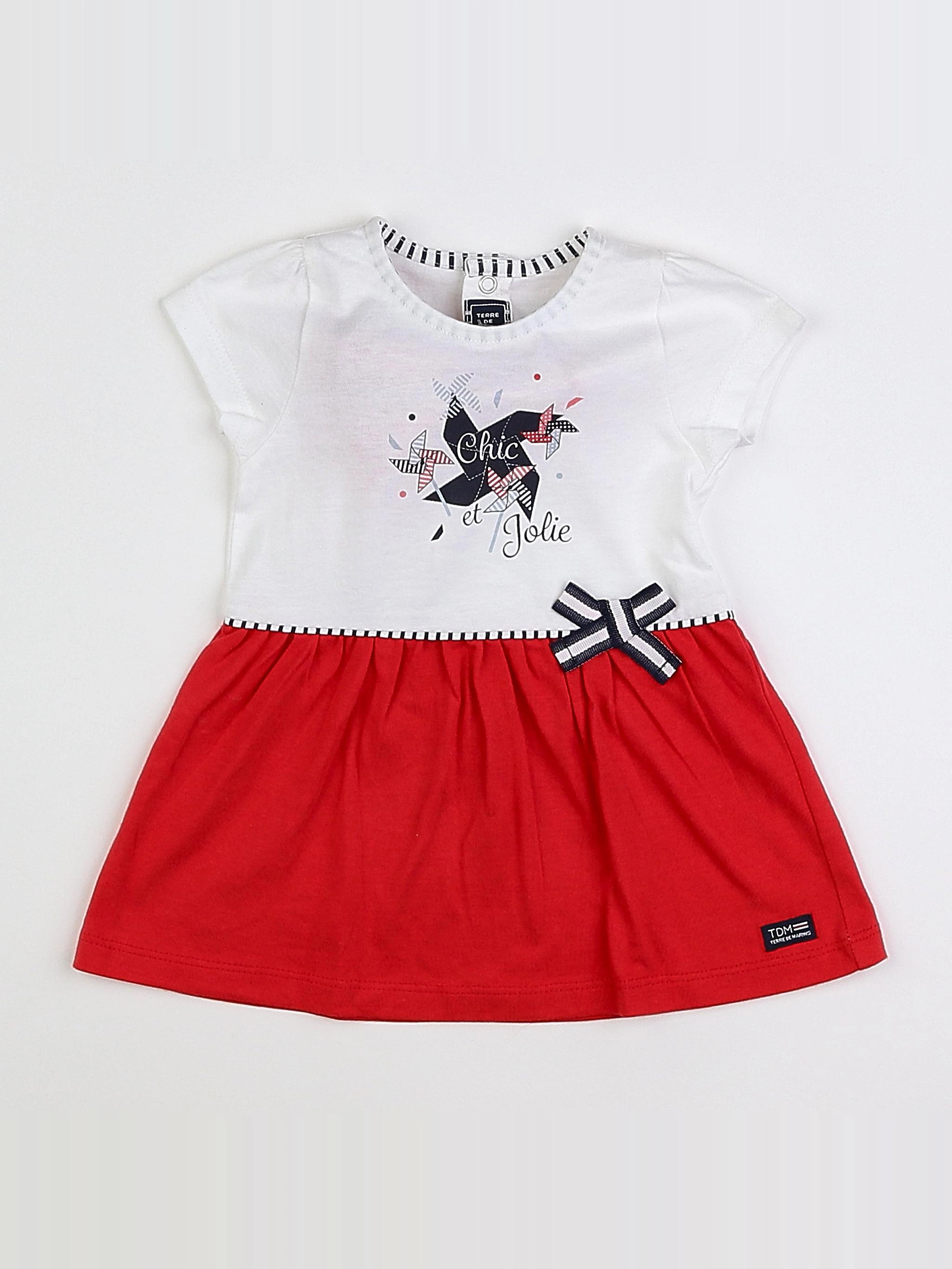 Terre de marins - robe blanc, rouge (état neuf) - 6 mois