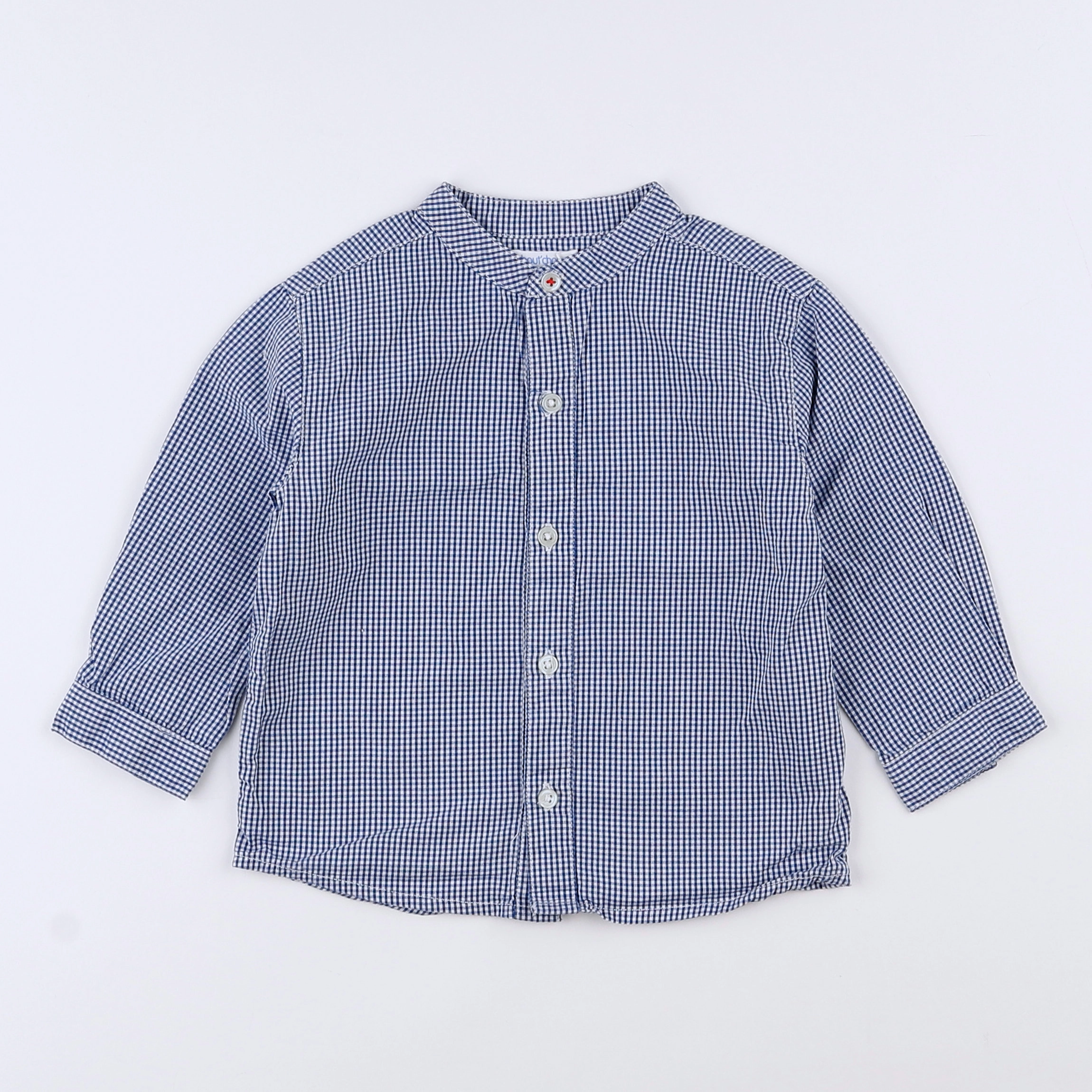 Boutchou - chemise blanc, bleu - 9 mois