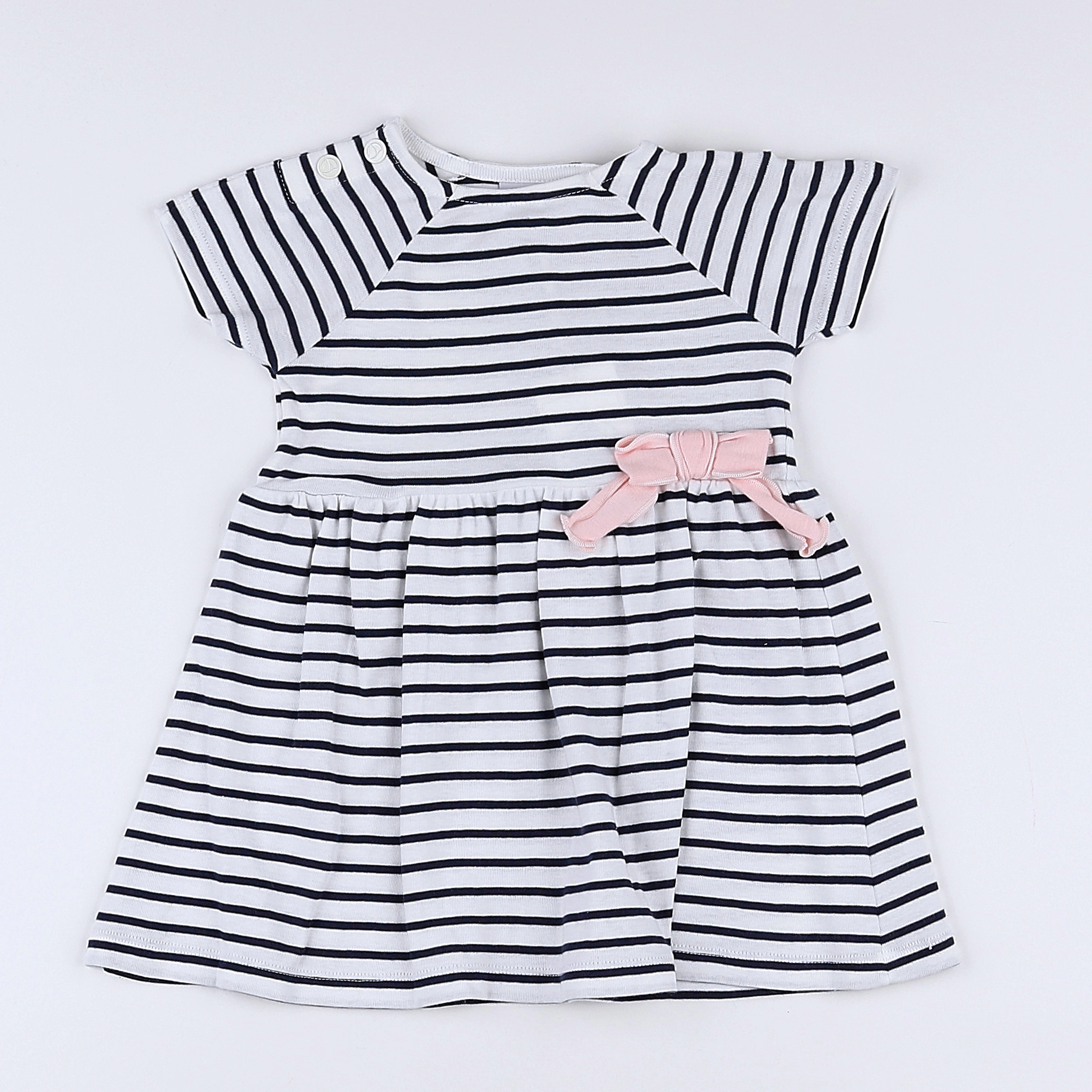 Petit Bateau - robe bleu, blanc (état neuf) - 12 mois