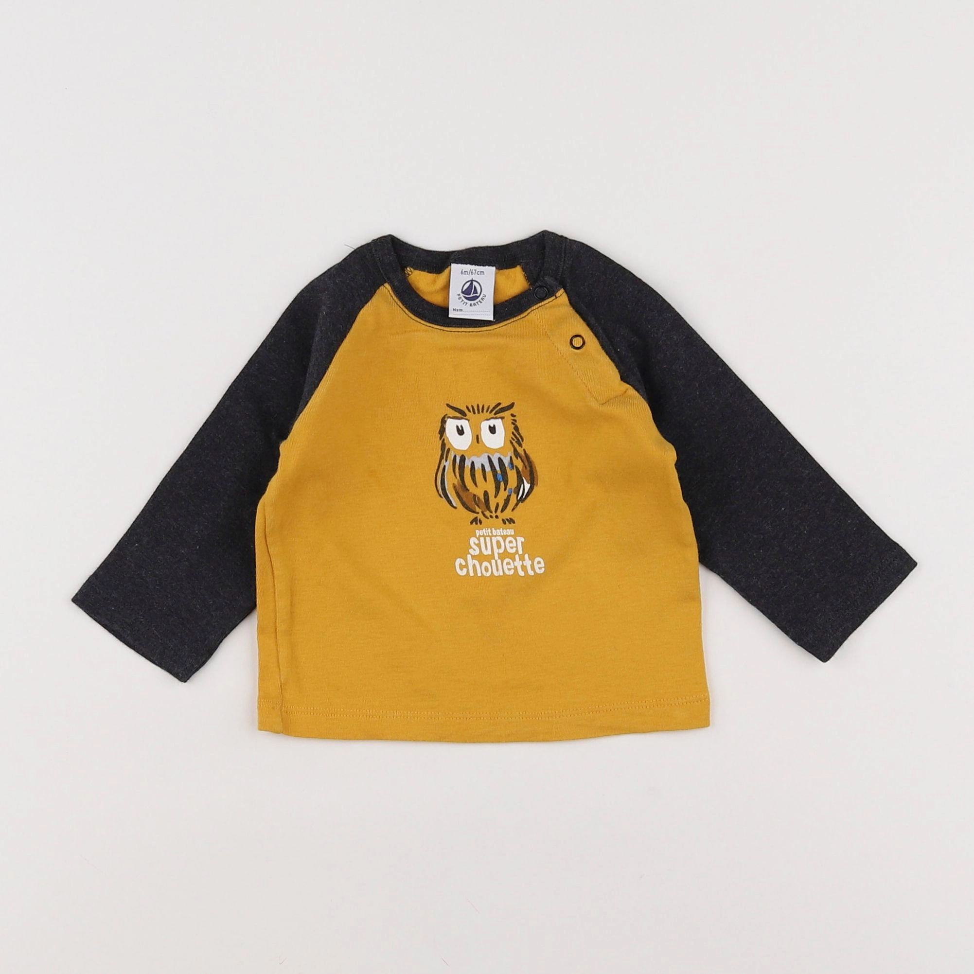 Petit Bateau - tee-shirt jaune, gris, multicolore - 6 mois