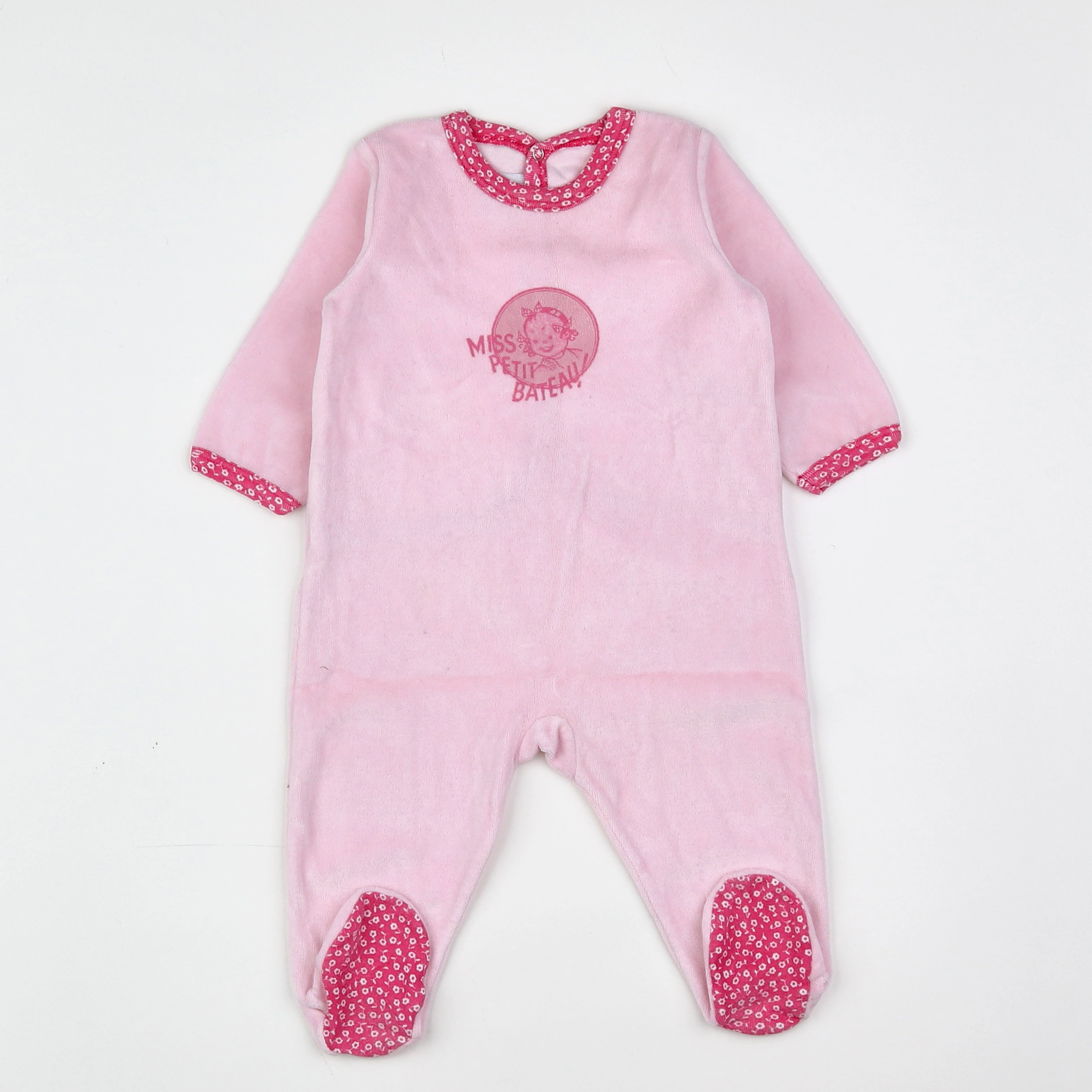 Petit Bateau - pyjama velours rose - 6 mois