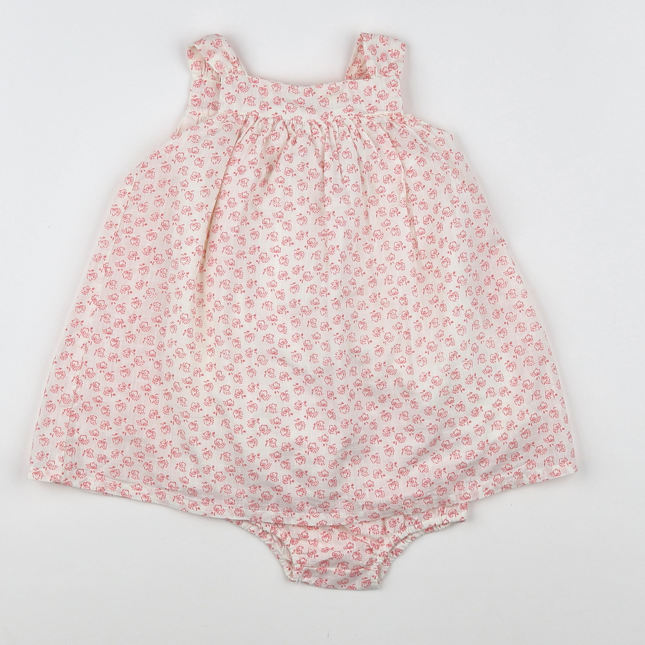 Boutchou - robe rose, blanc (état neuf) - 9 mois