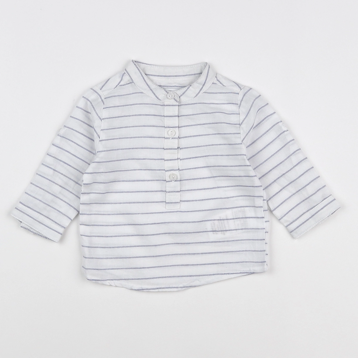 Vertbaudet - chemise blanc, bleu - 6 mois