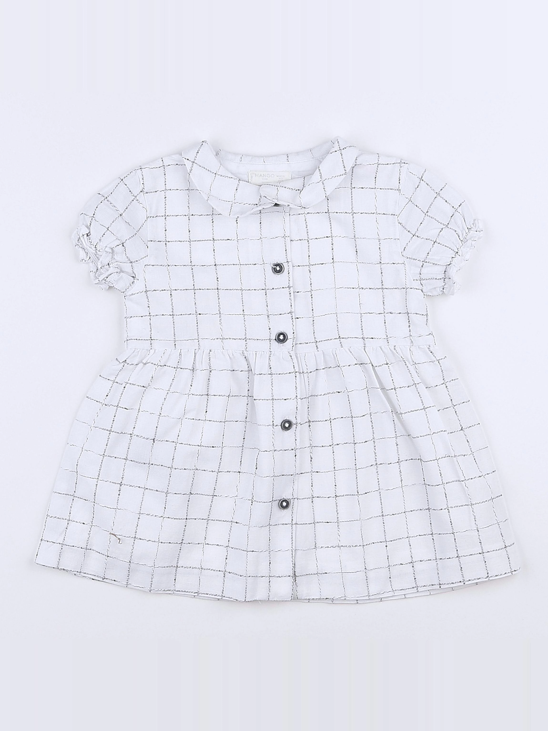 Mango - robe blanc, gris - 9/12 mois