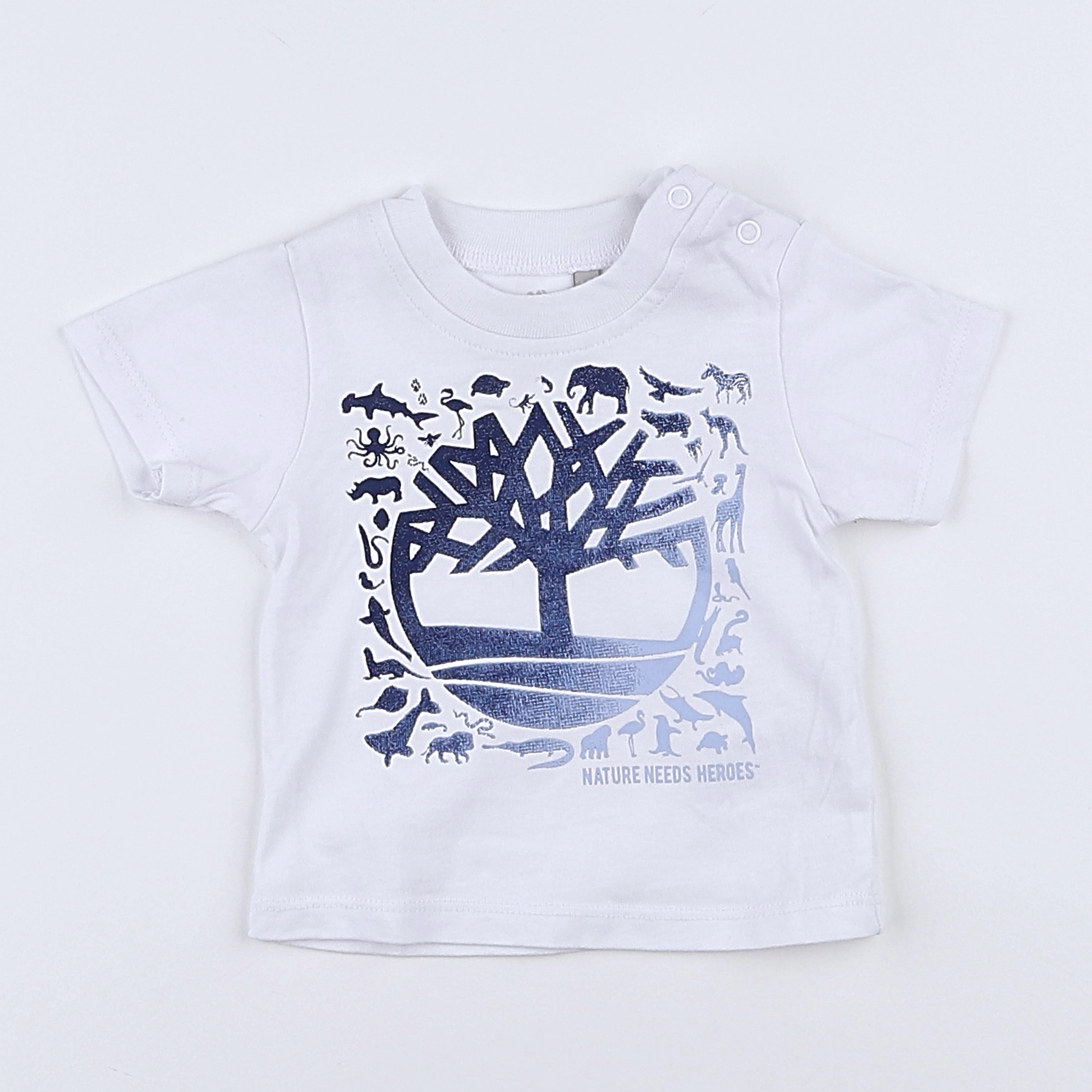 Timberland - tee-shirt blanc, bleu - 1 mois