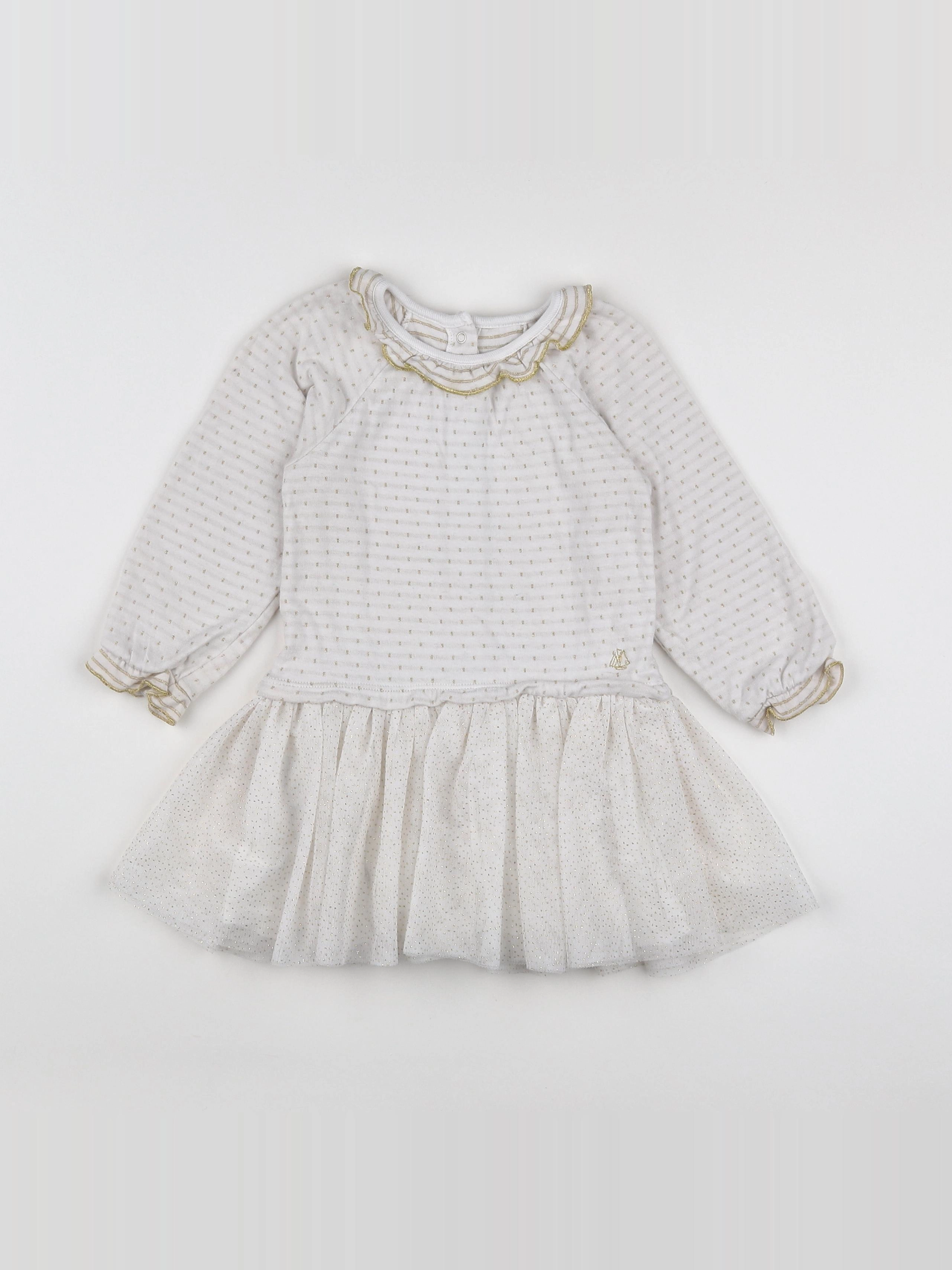 Petit Bateau - robe blanc, or - 18 mois