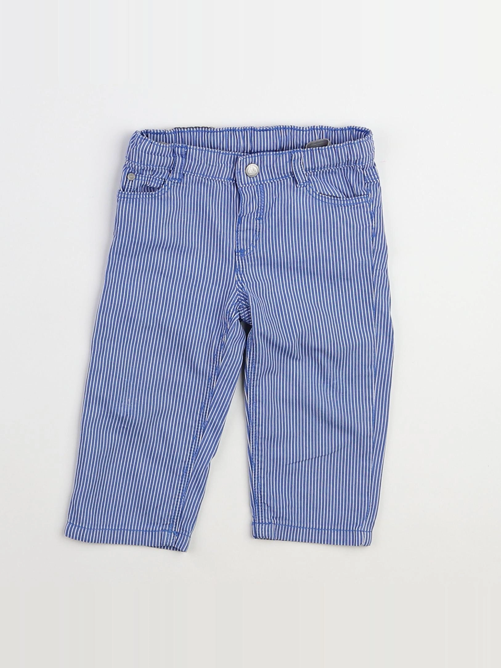 Petit Bateau - pantalon blanc, bleu - 12 mois