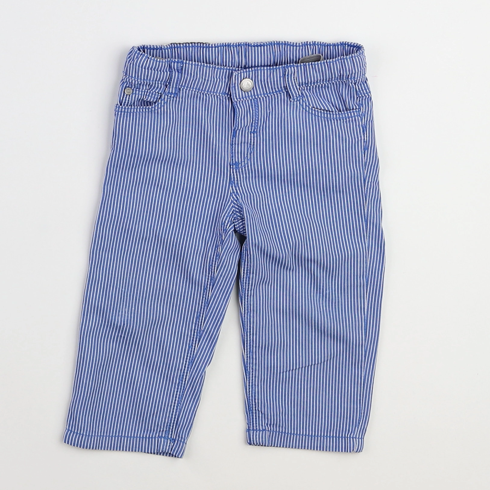 Petit Bateau - pantalon blanc, bleu - 12 mois