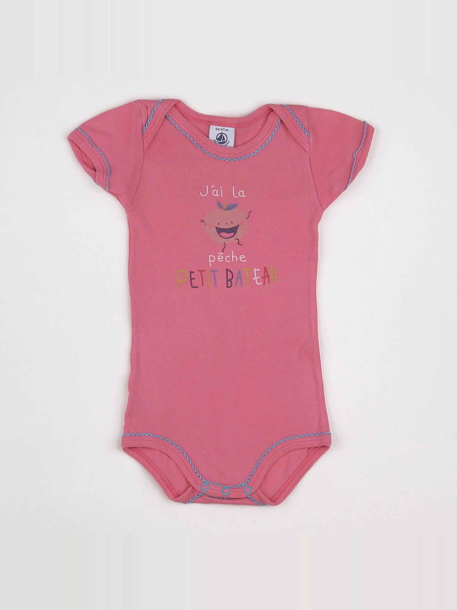 Petit Bateau - body rose - 6 mois