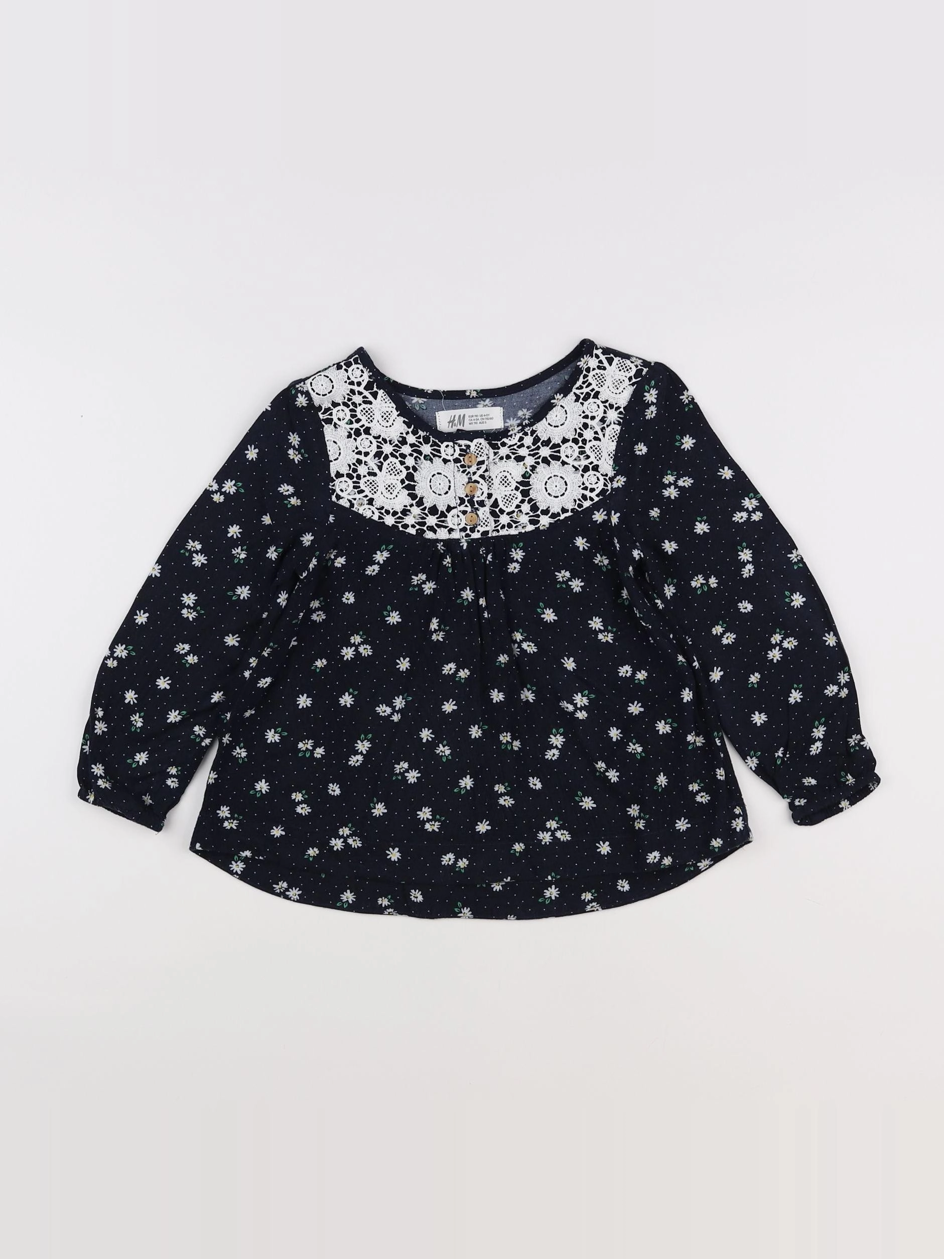 H&M - blouse bleu - 4/5 ans
