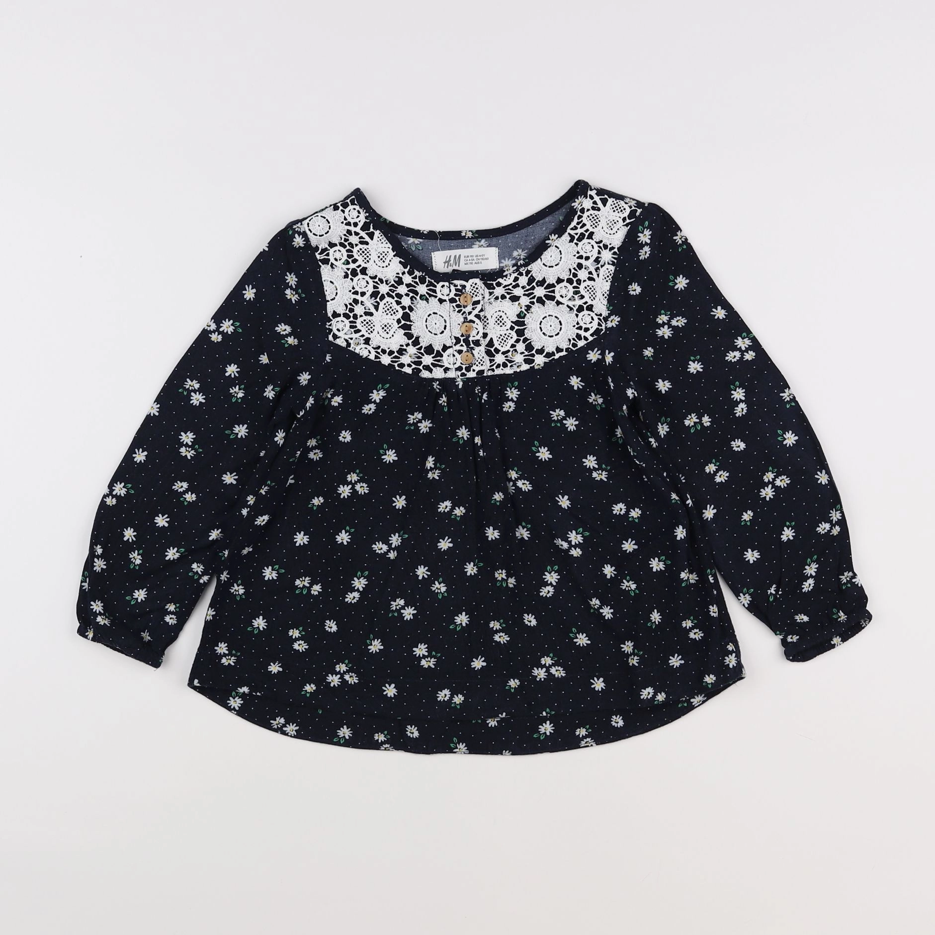 H&M - blouse bleu - 4/5 ans