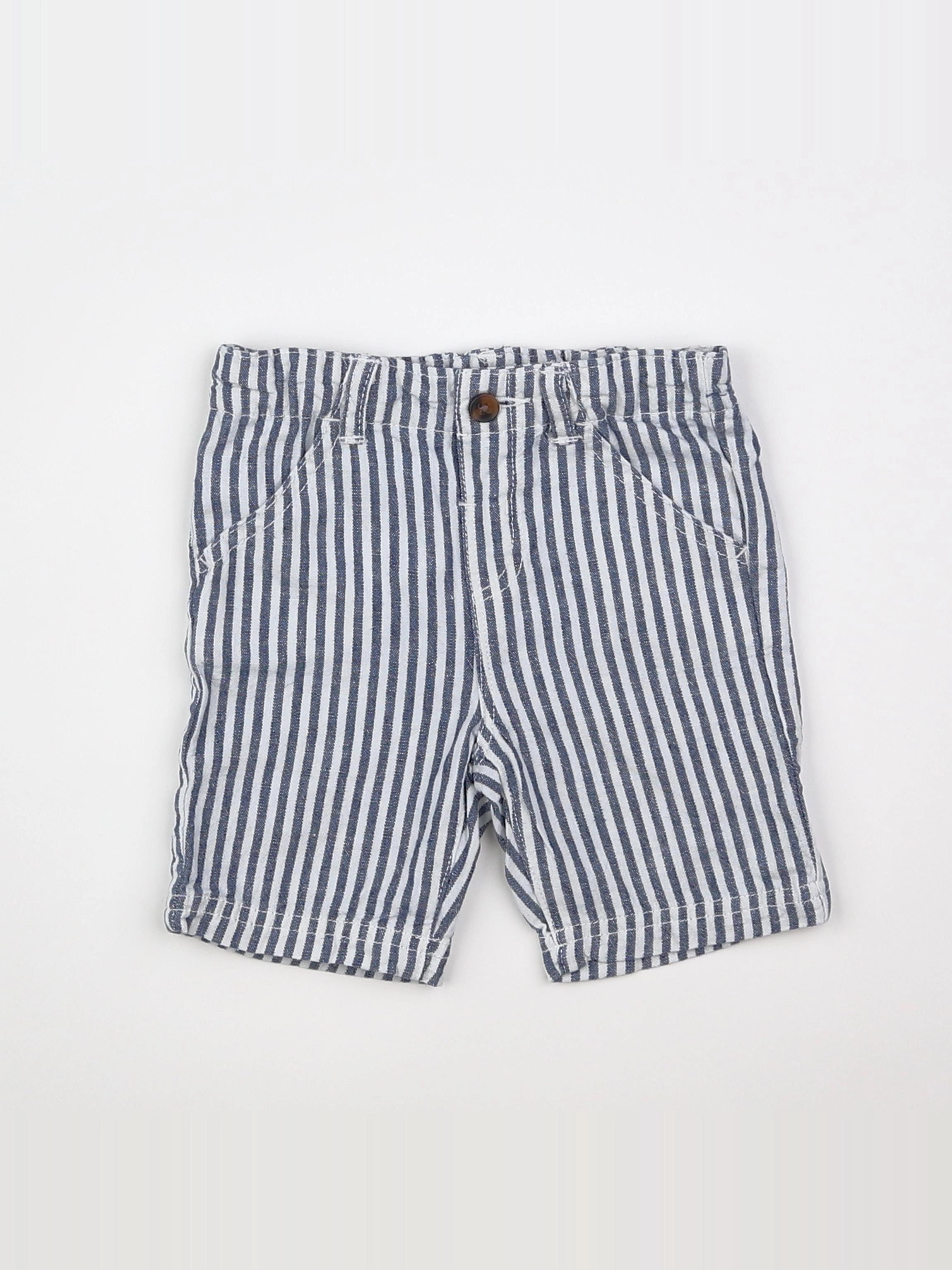 Boutchou - short bleu, blanc - 6 mois