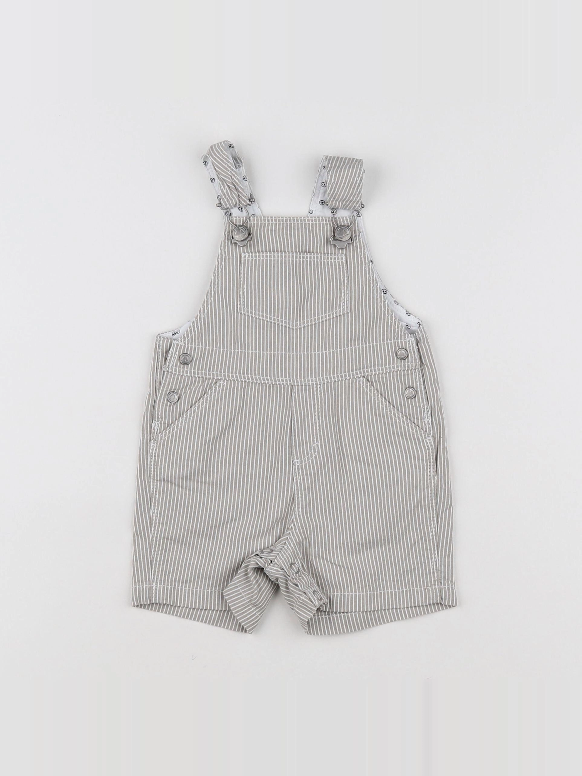 Petit Bateau - salopette blanc, marron - 3 mois