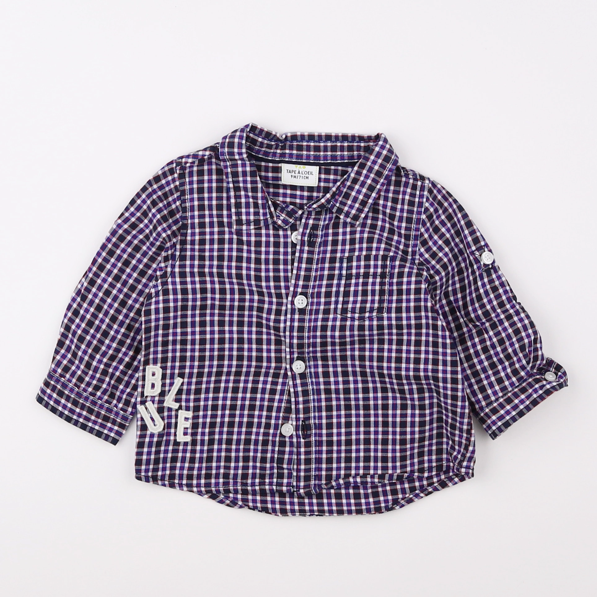 Tape à l'oeil - chemise bleu, blanc - 9 mois