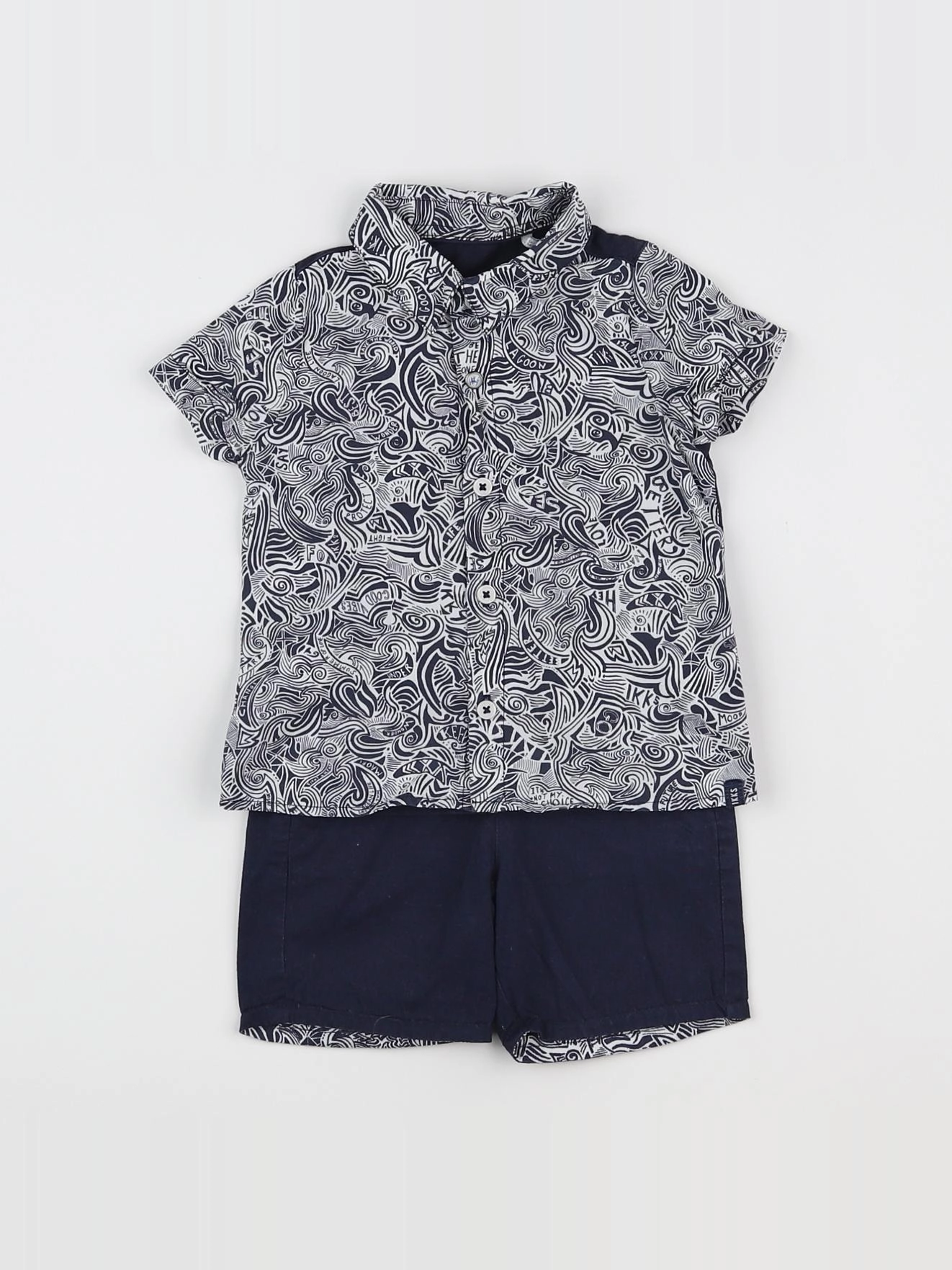 IKKS - ensemble bleu, blanc - 6 mois