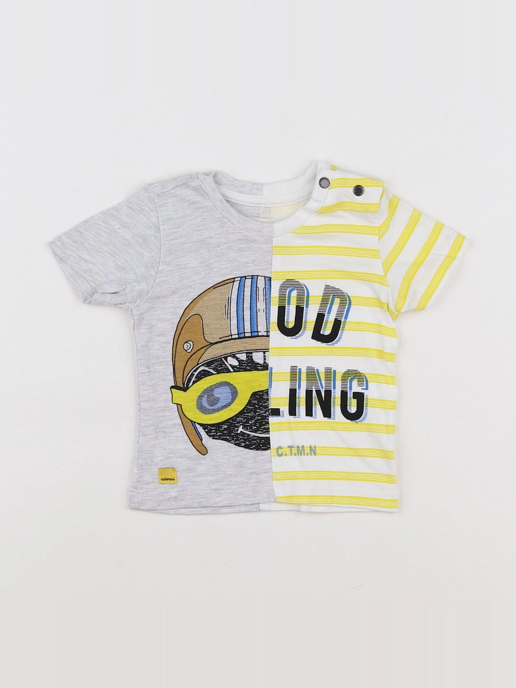 Catimini - tee-shirt blanc, gris, jaune - 3 mois