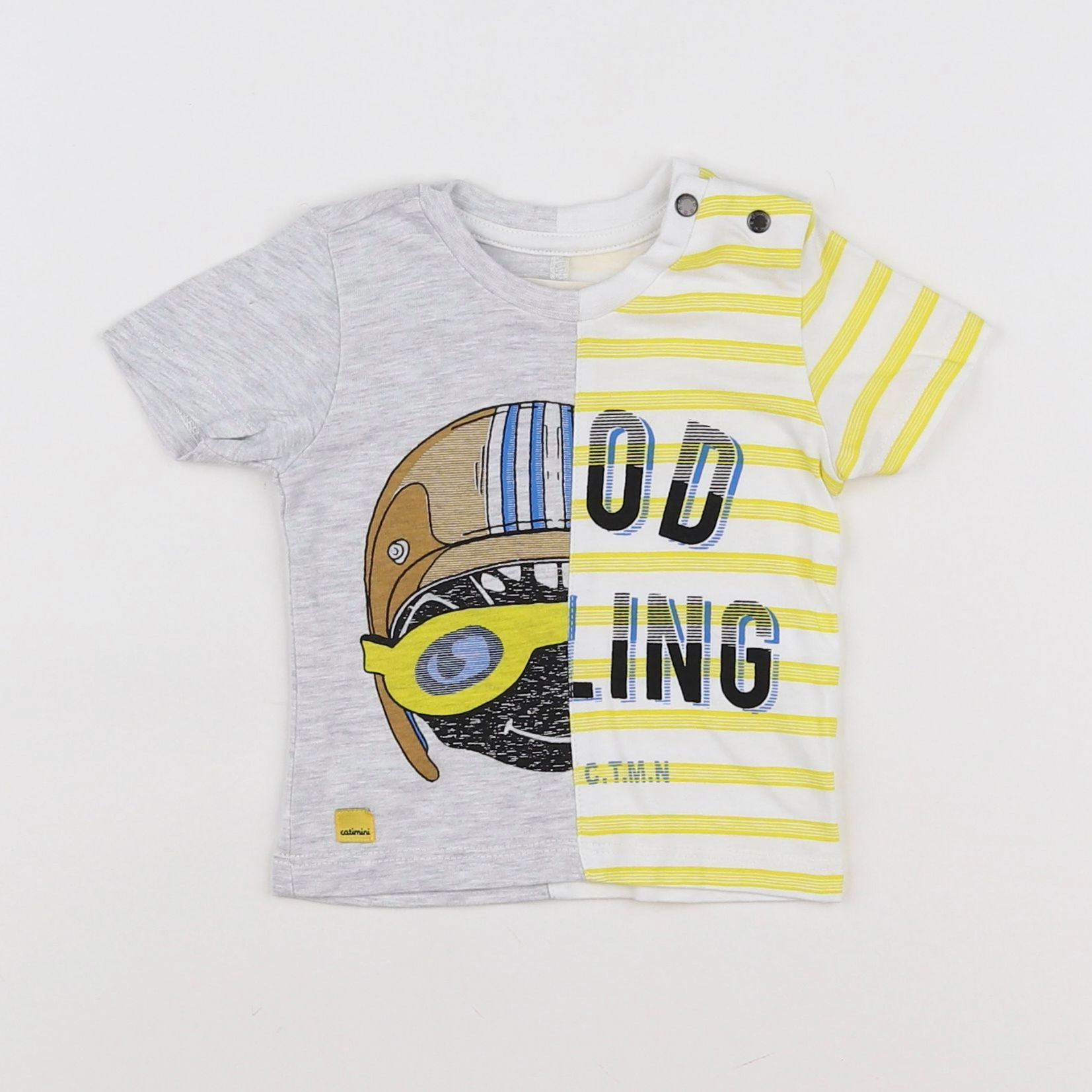 Catimini - tee-shirt blanc, gris, jaune - 3 mois