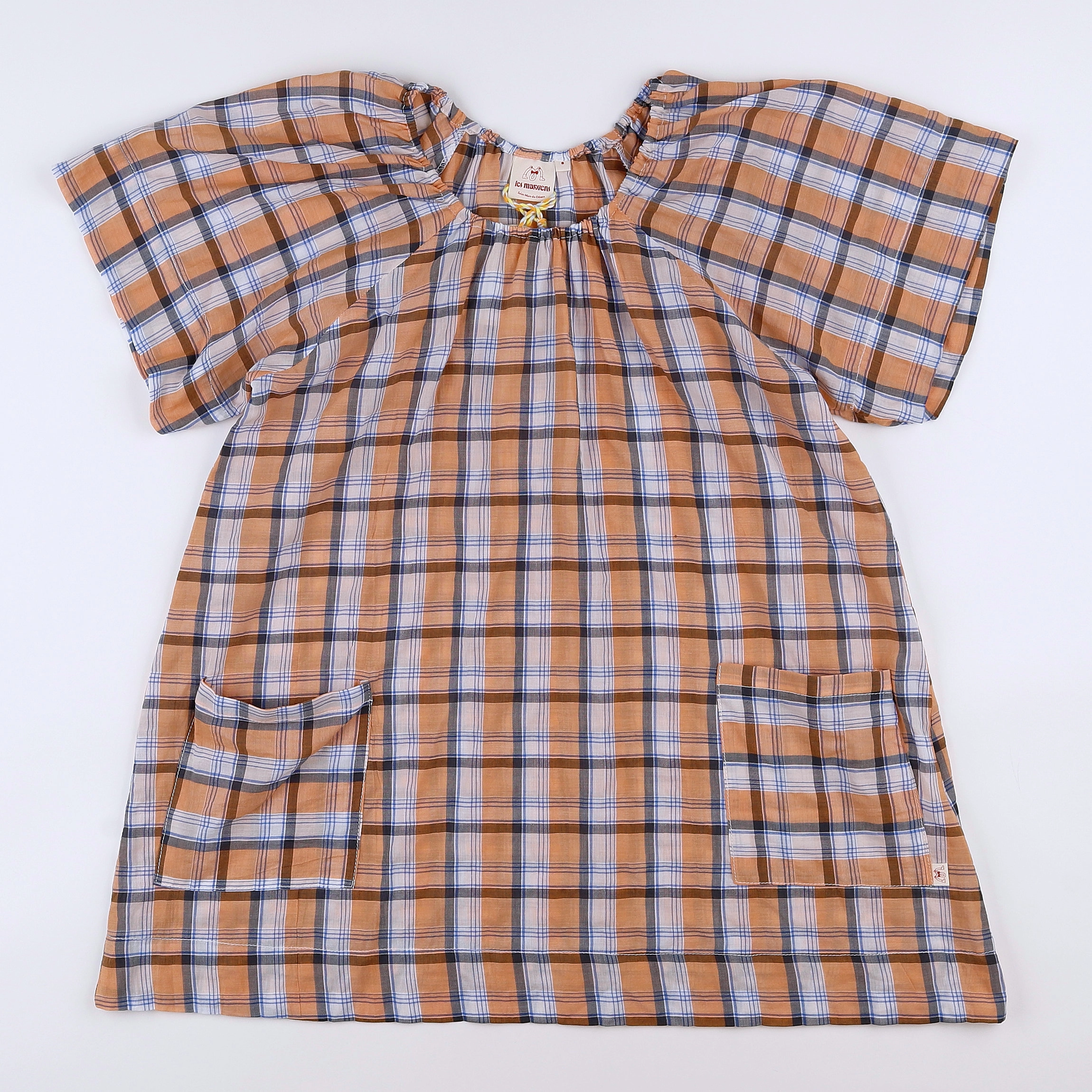 Les Marsiens - robe orange, bleu (neuf) - 8 ans