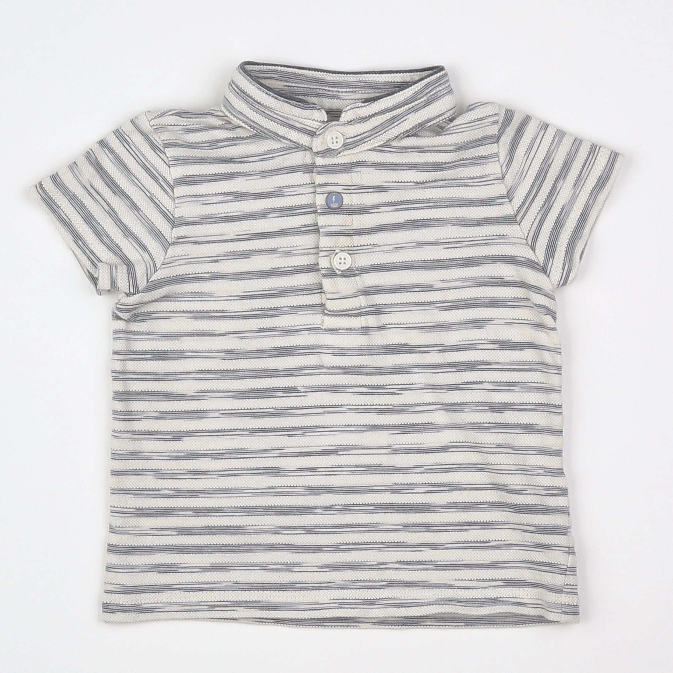 IKKS - polo blanc, gris - 12 mois