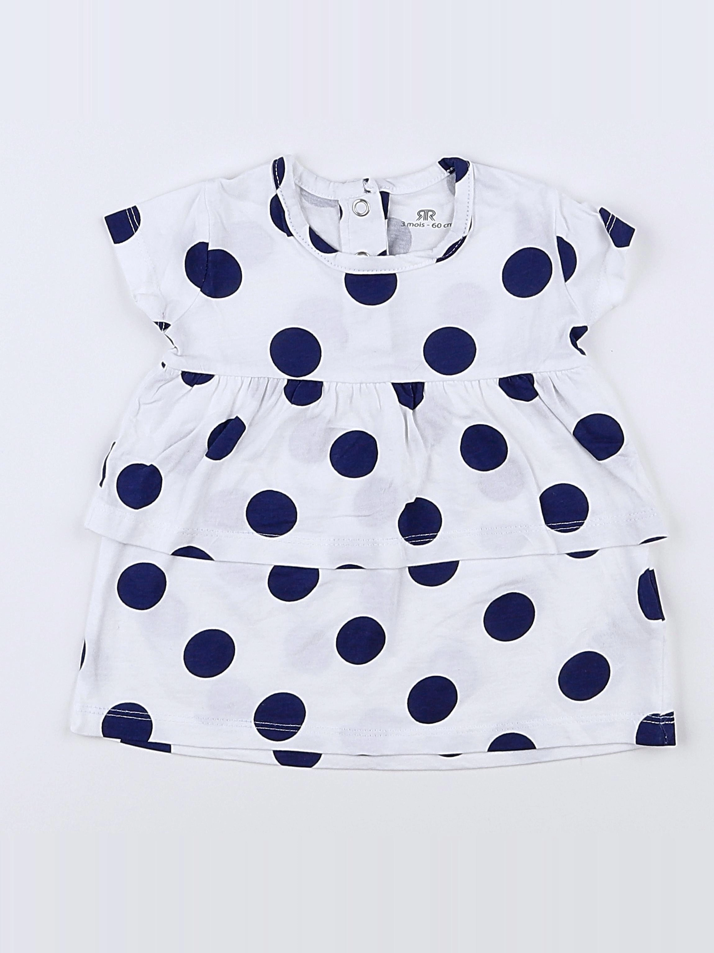 La Redoute - robe blanc, bleu - 3 mois