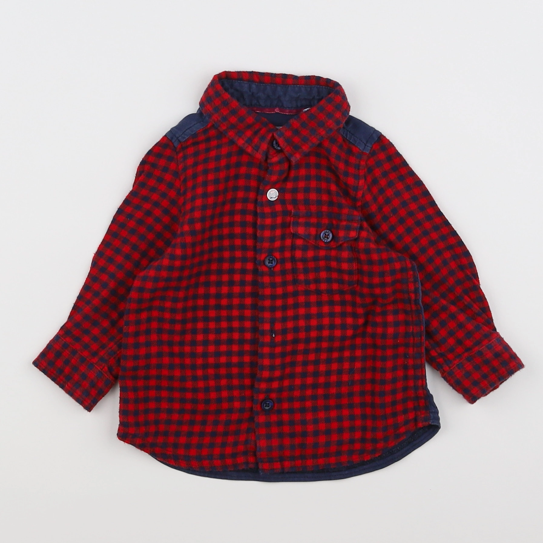 IKKS - chemise bleu, rouge - 6 mois