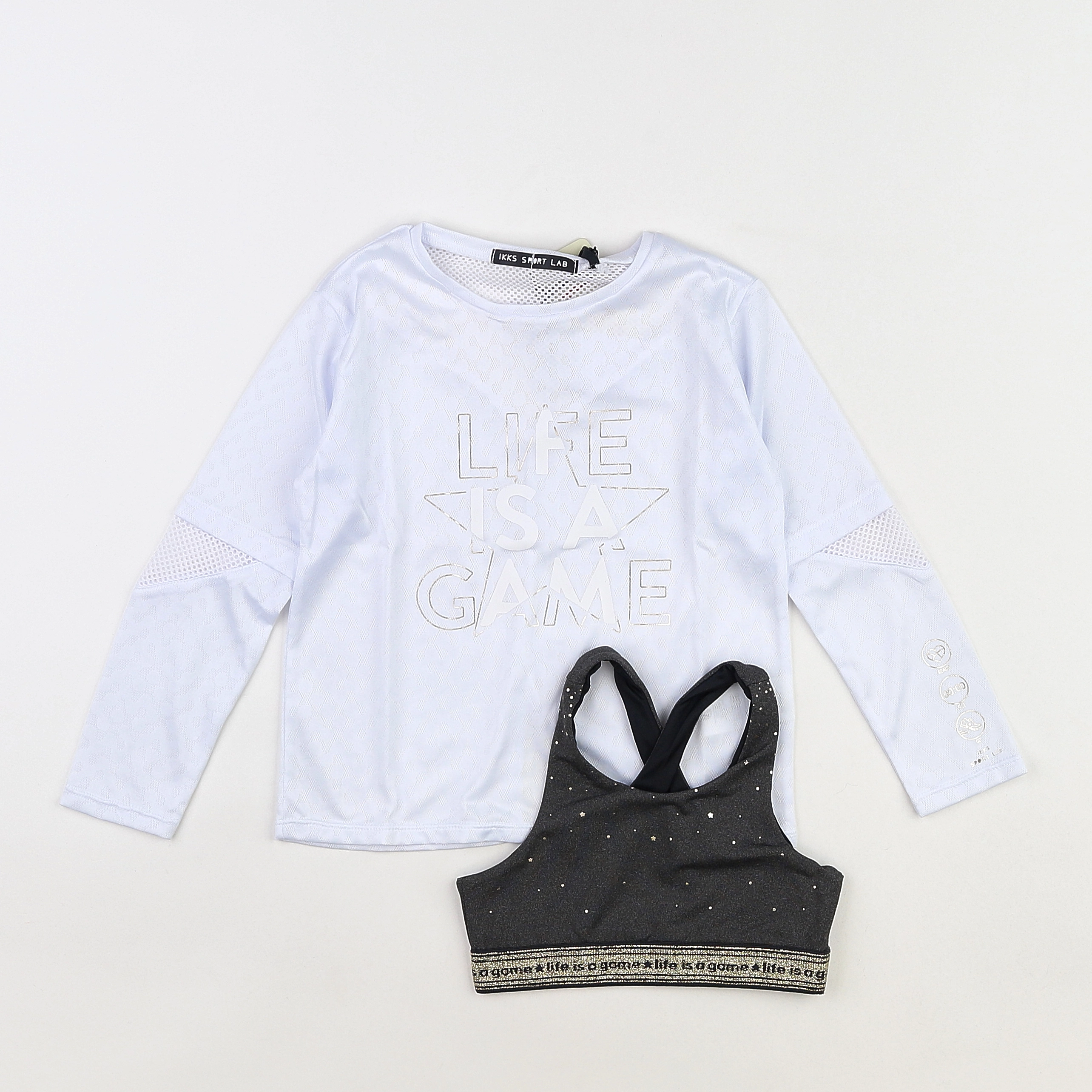 IKKS - ensemble blanc, gris (neuf) - 6 ans