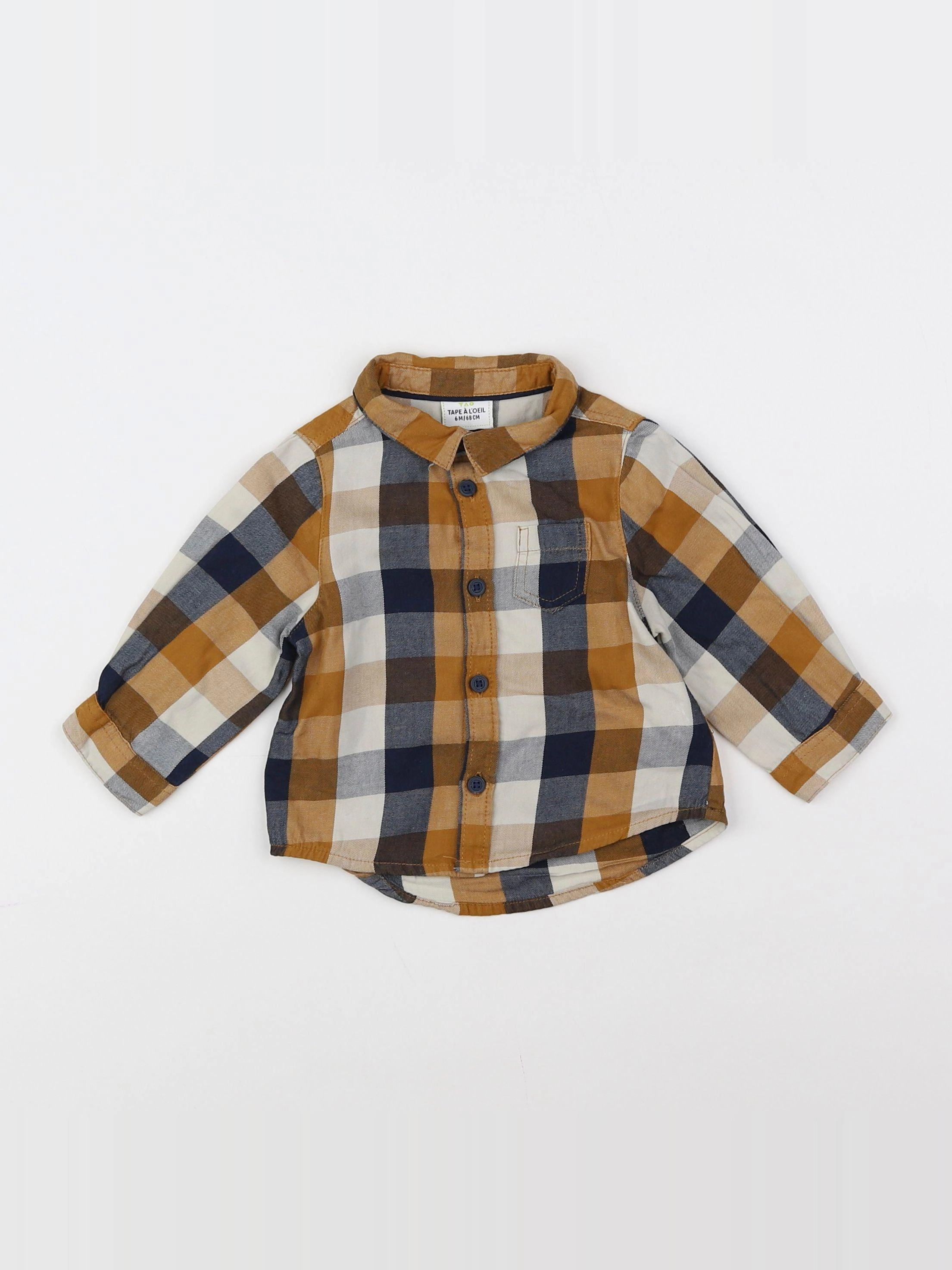 Tape à l'oeil - chemise bleu, marron - 6 mois