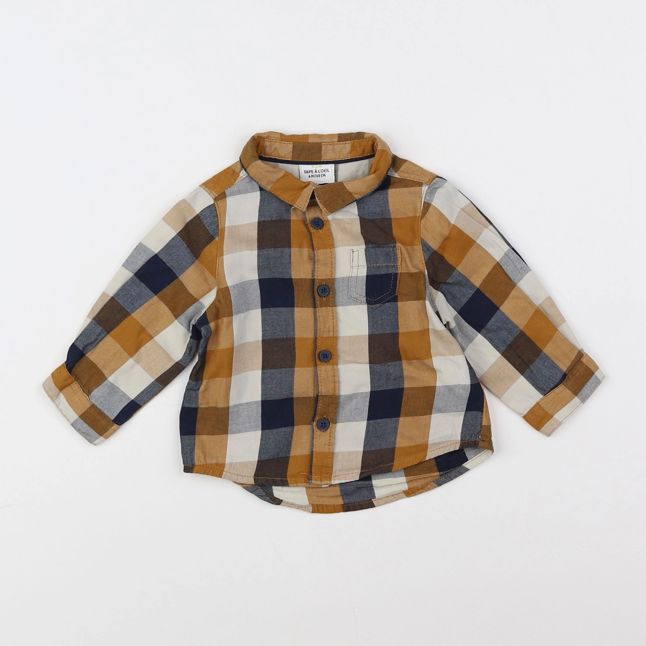 Tape à l'oeil - chemise bleu, marron - 6 mois