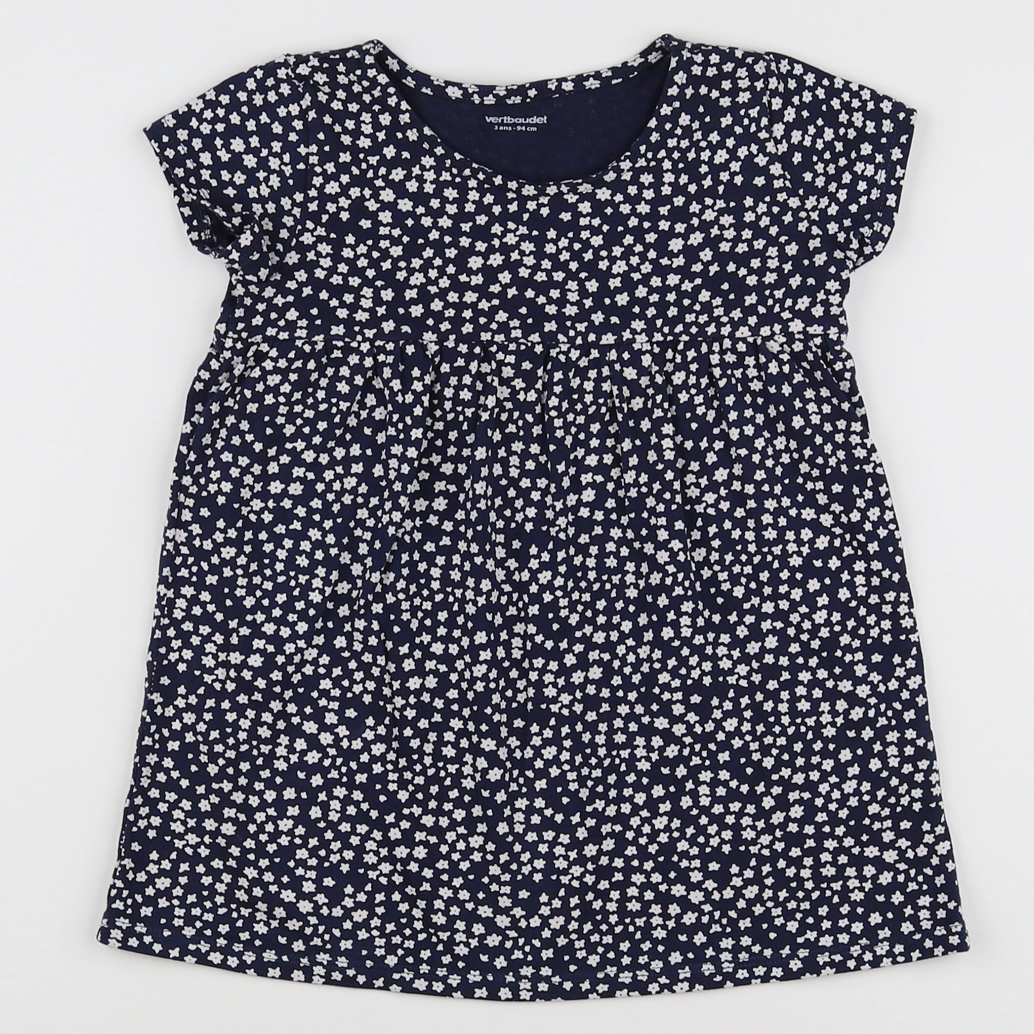 Vertbaudet - robe bleu, blanc - 3 ans