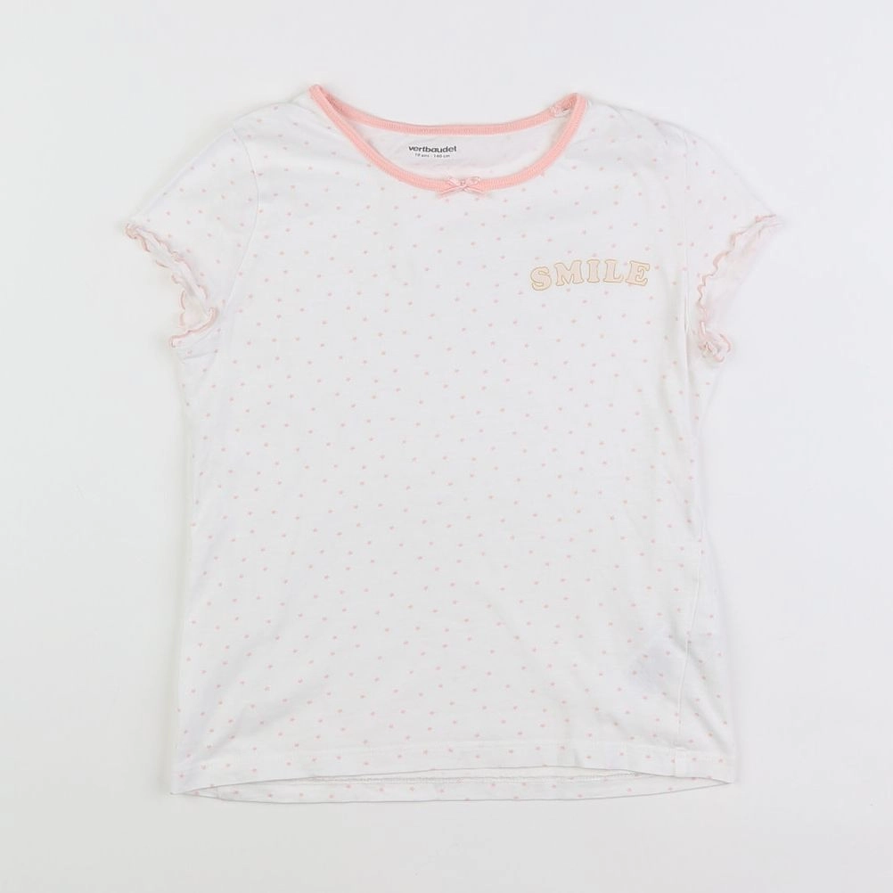 Vertbaudet - maillot de corps blanc, rose - 10 ans