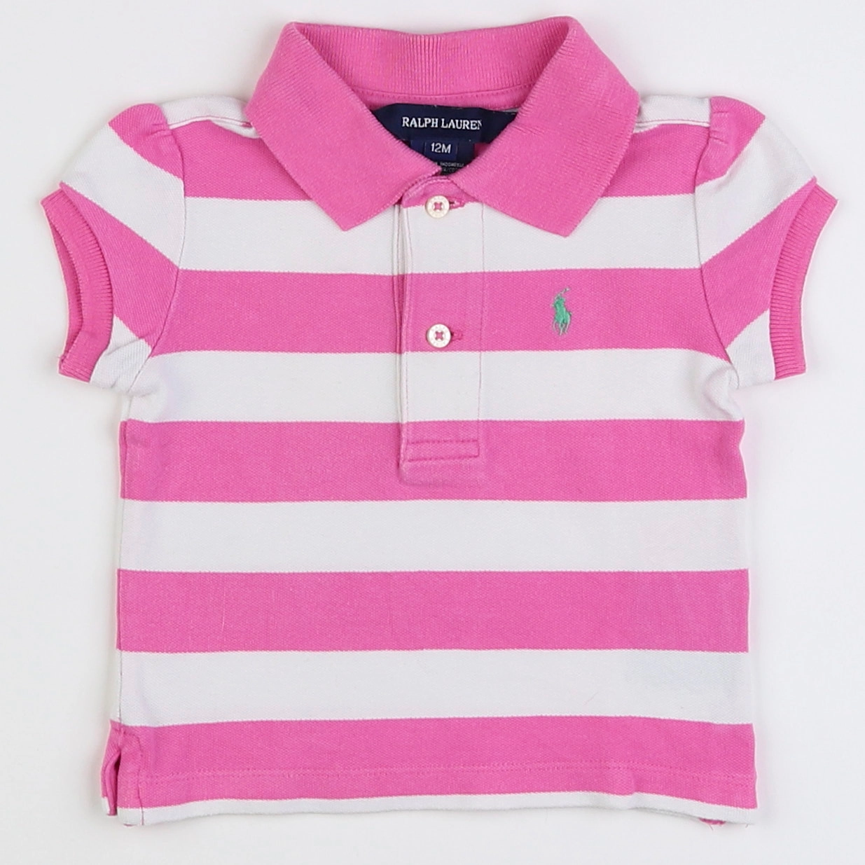 Ralph Lauren - polo rose, blanc - 12 mois