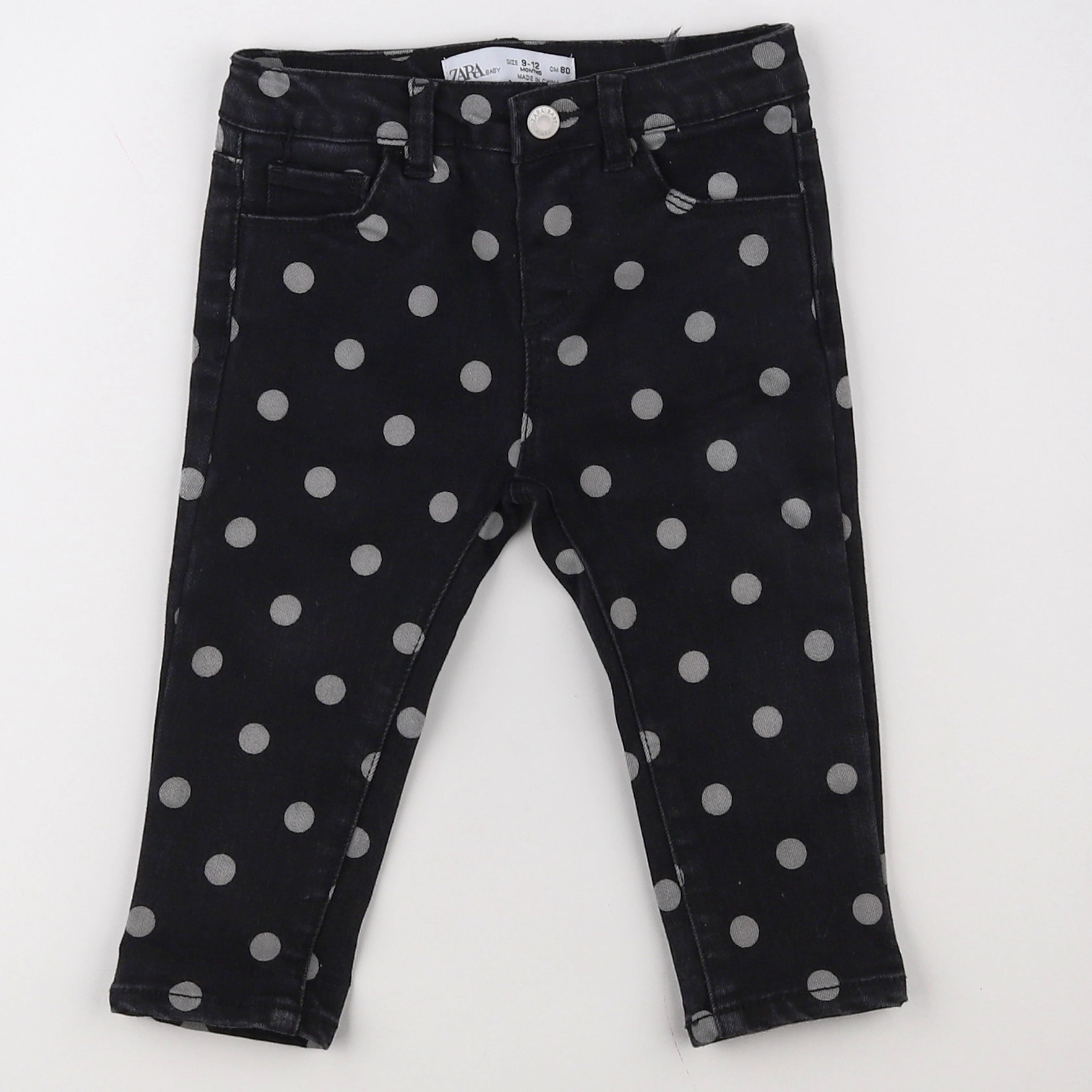 Zara - jean noir, blanc - 9/12 mois