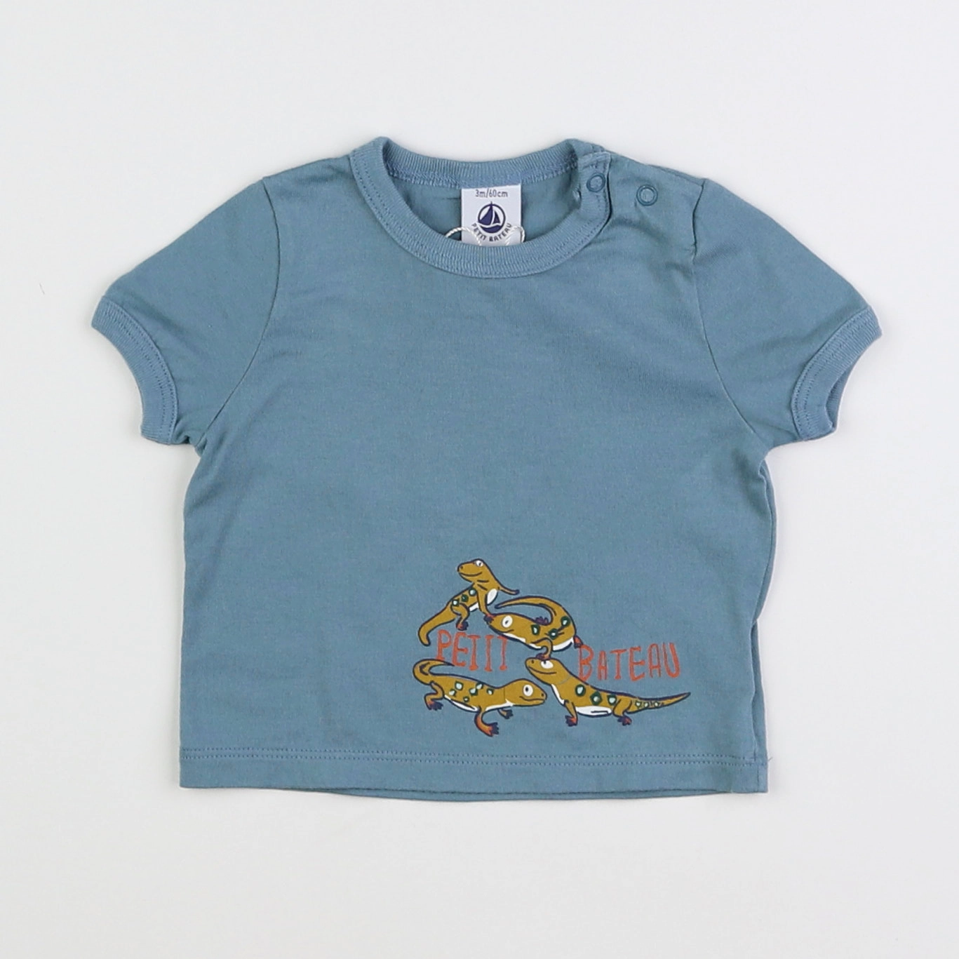 Petit Bateau - tee-shirt bleu (état neuf) - 3 mois