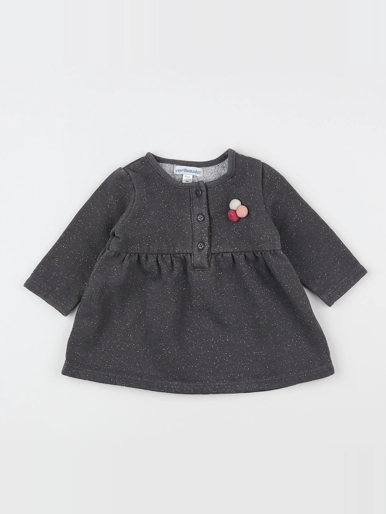 Vertbaudet - robe gris, or - 3 mois
