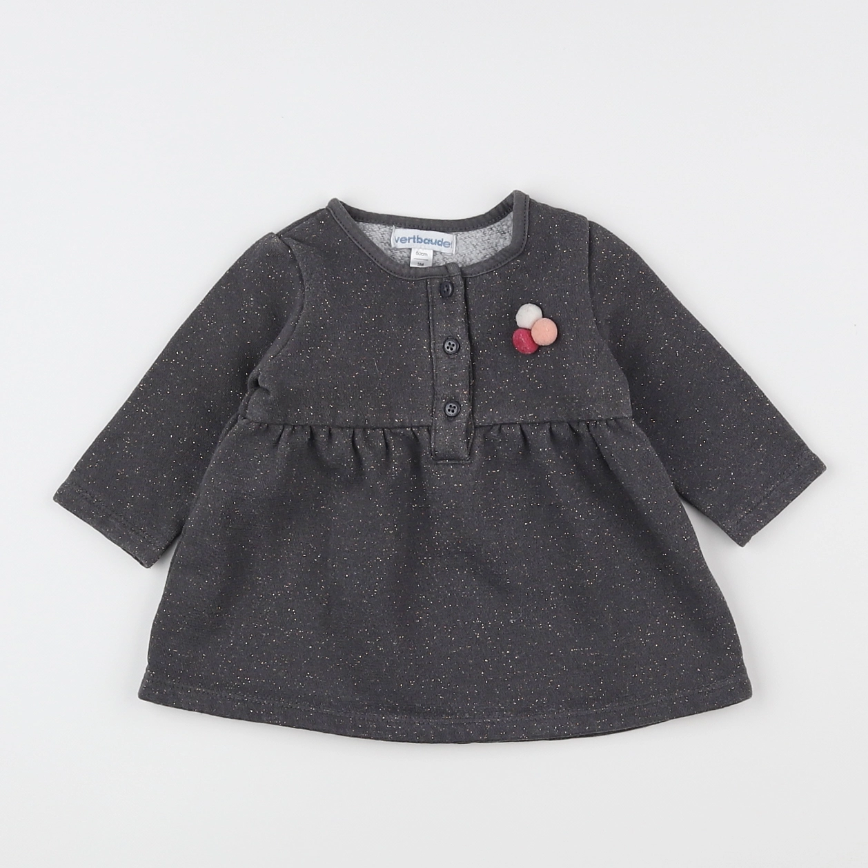 Vertbaudet - robe gris, or - 3 mois