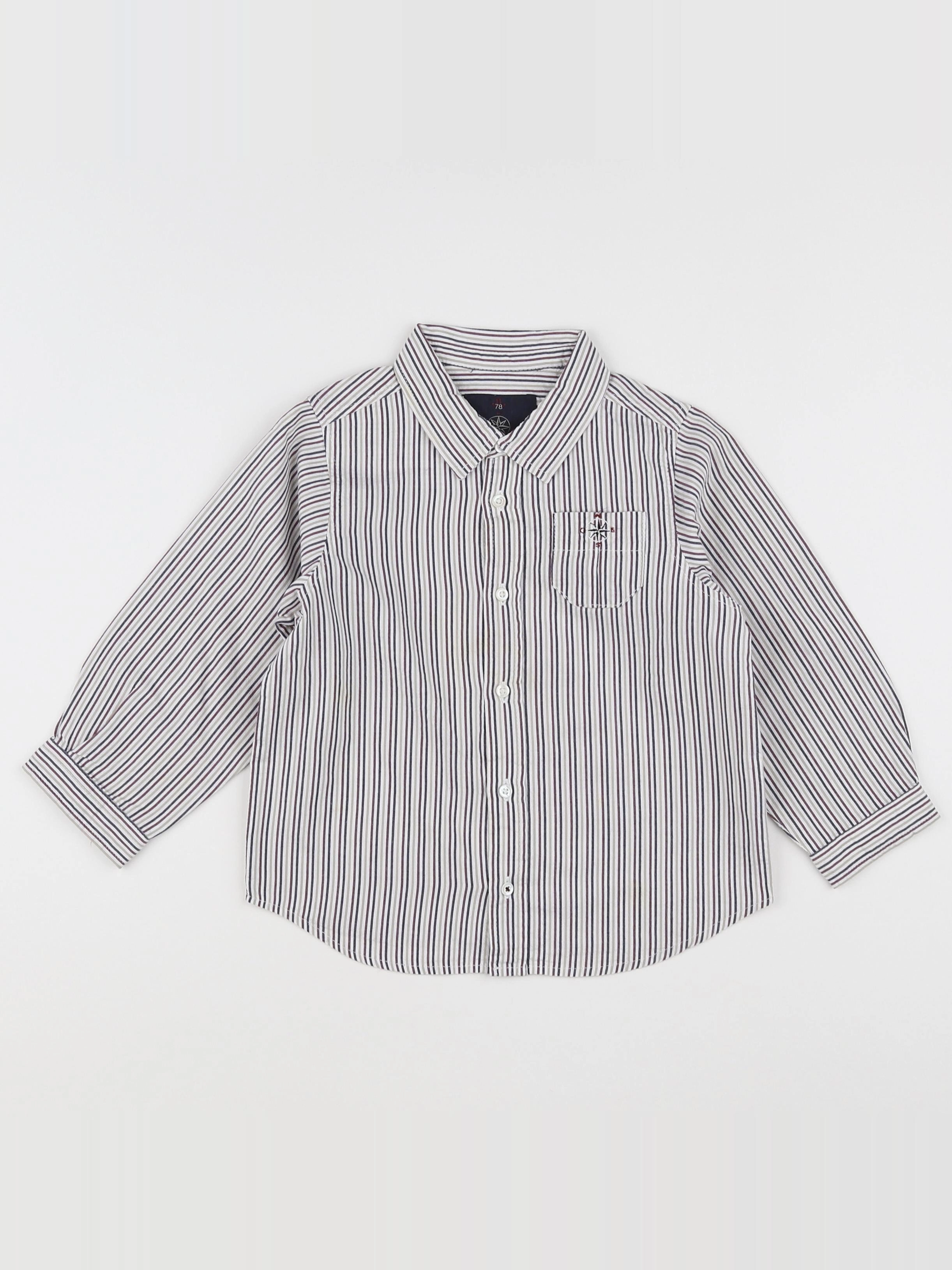 Jacadi - chemise bleu, violet, blanc - 3 ans