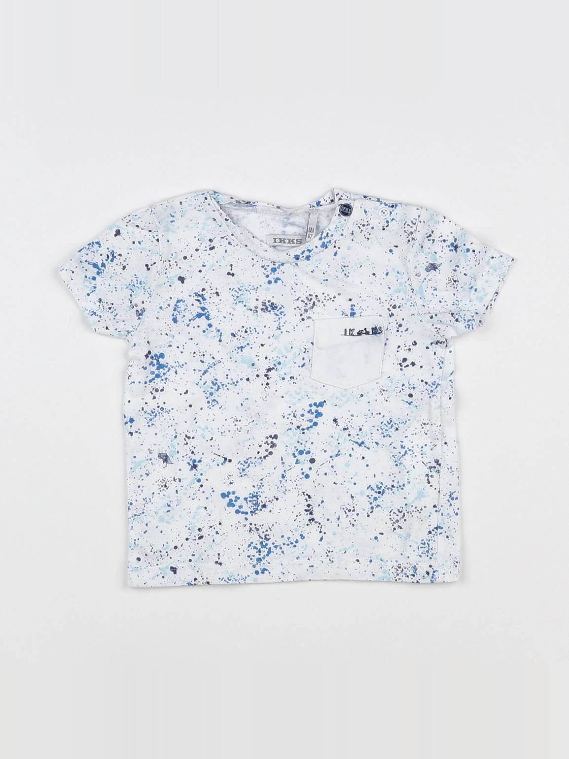 IKKS - tee-shirt blanc, bleu - 6 mois