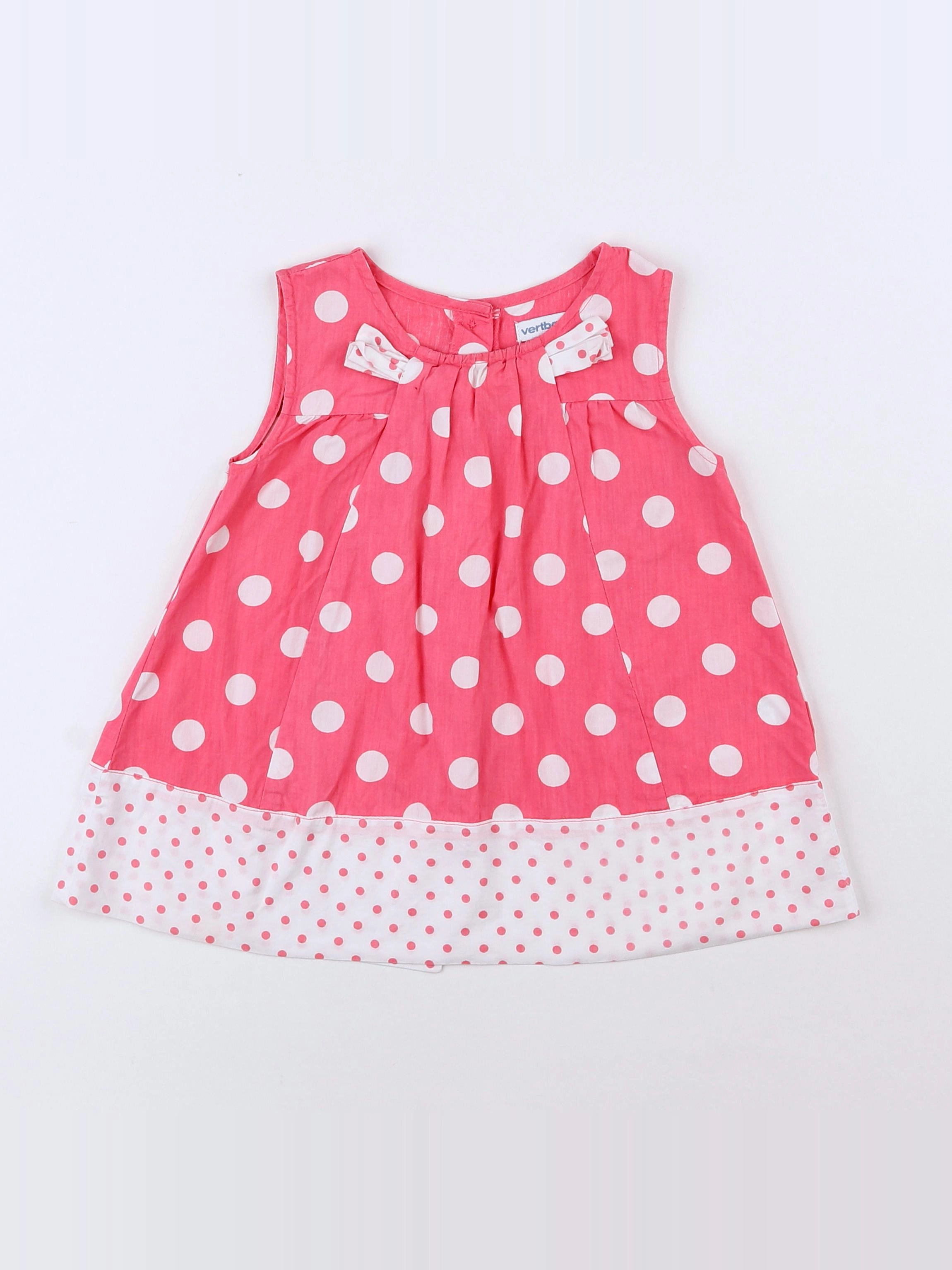 Vertbaudet - robe rose, blanc - 18 mois