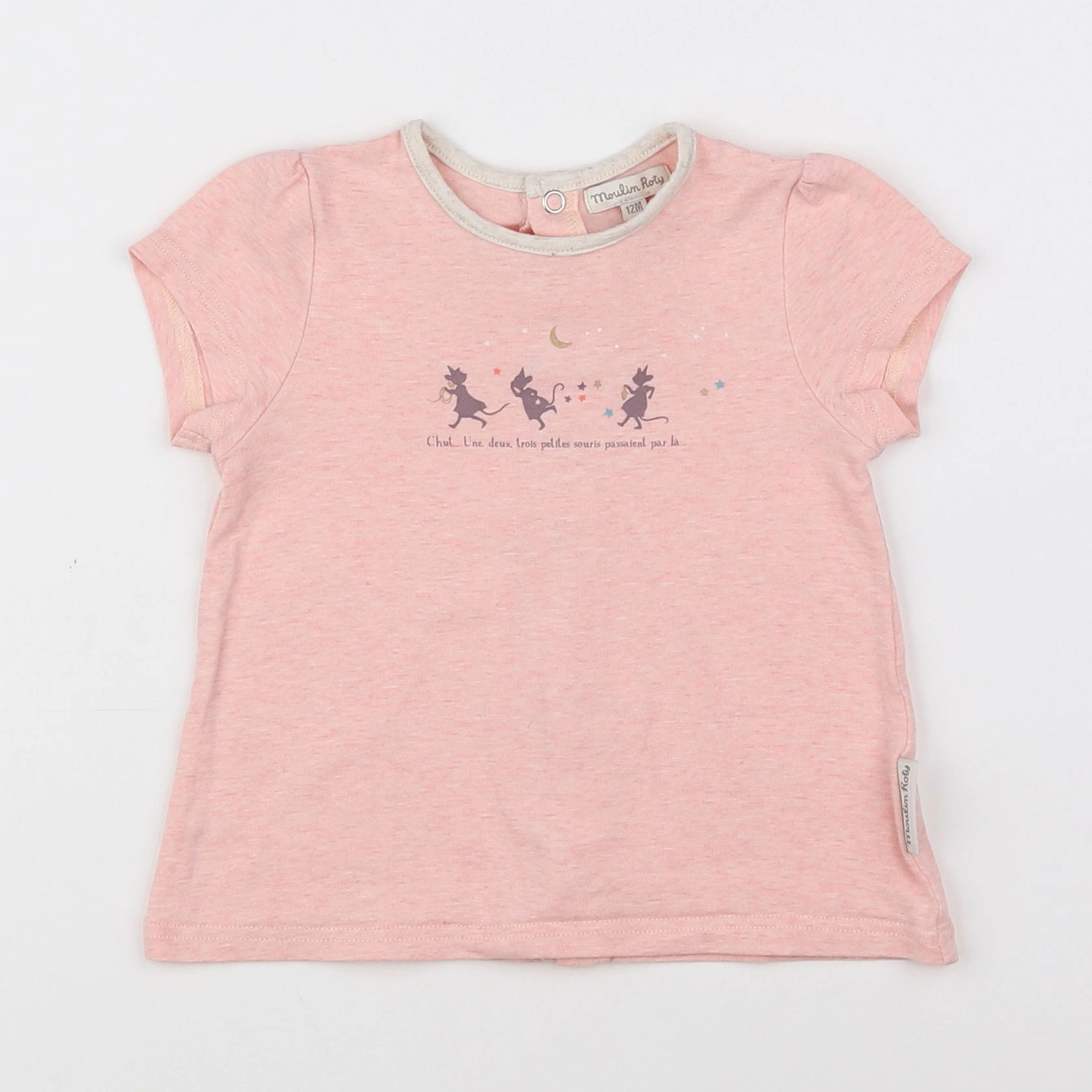 Moulin Roty - tee-shirt rose - 12 mois