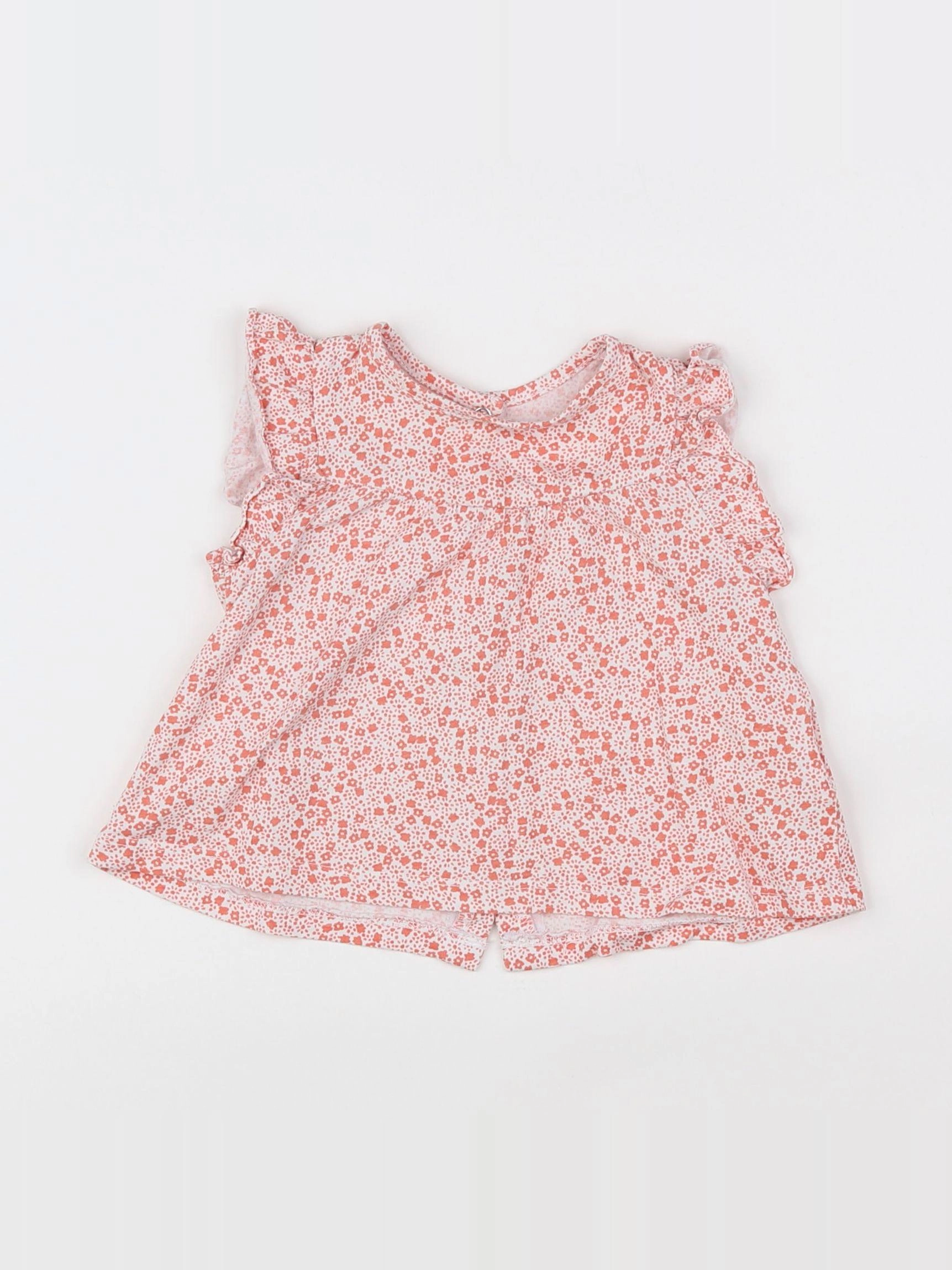 Vertbaudet - tee-shirt blanc, orange - 9 mois