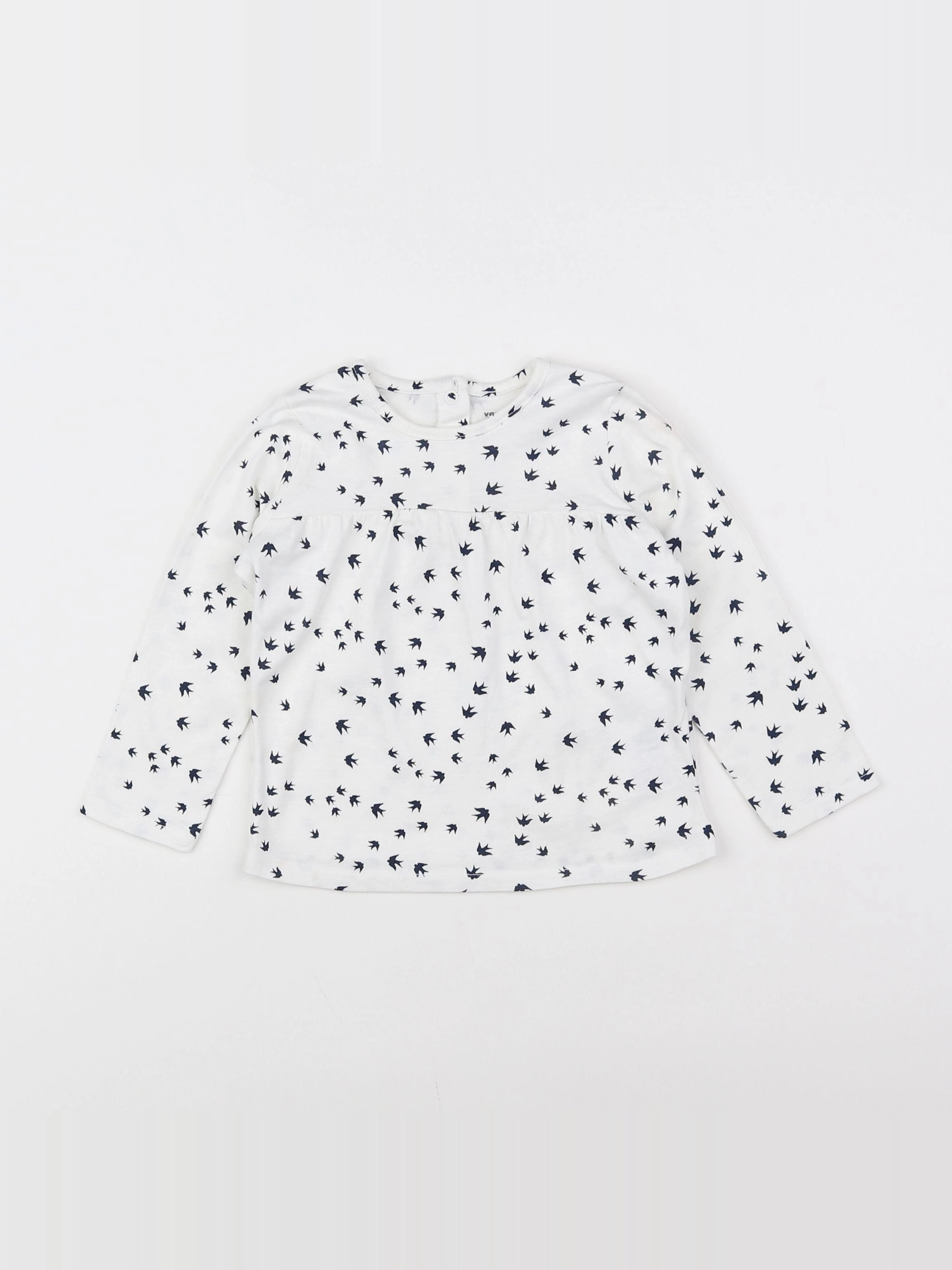 Vertbaudet - tee-shirt blanc, bleu - 12 mois