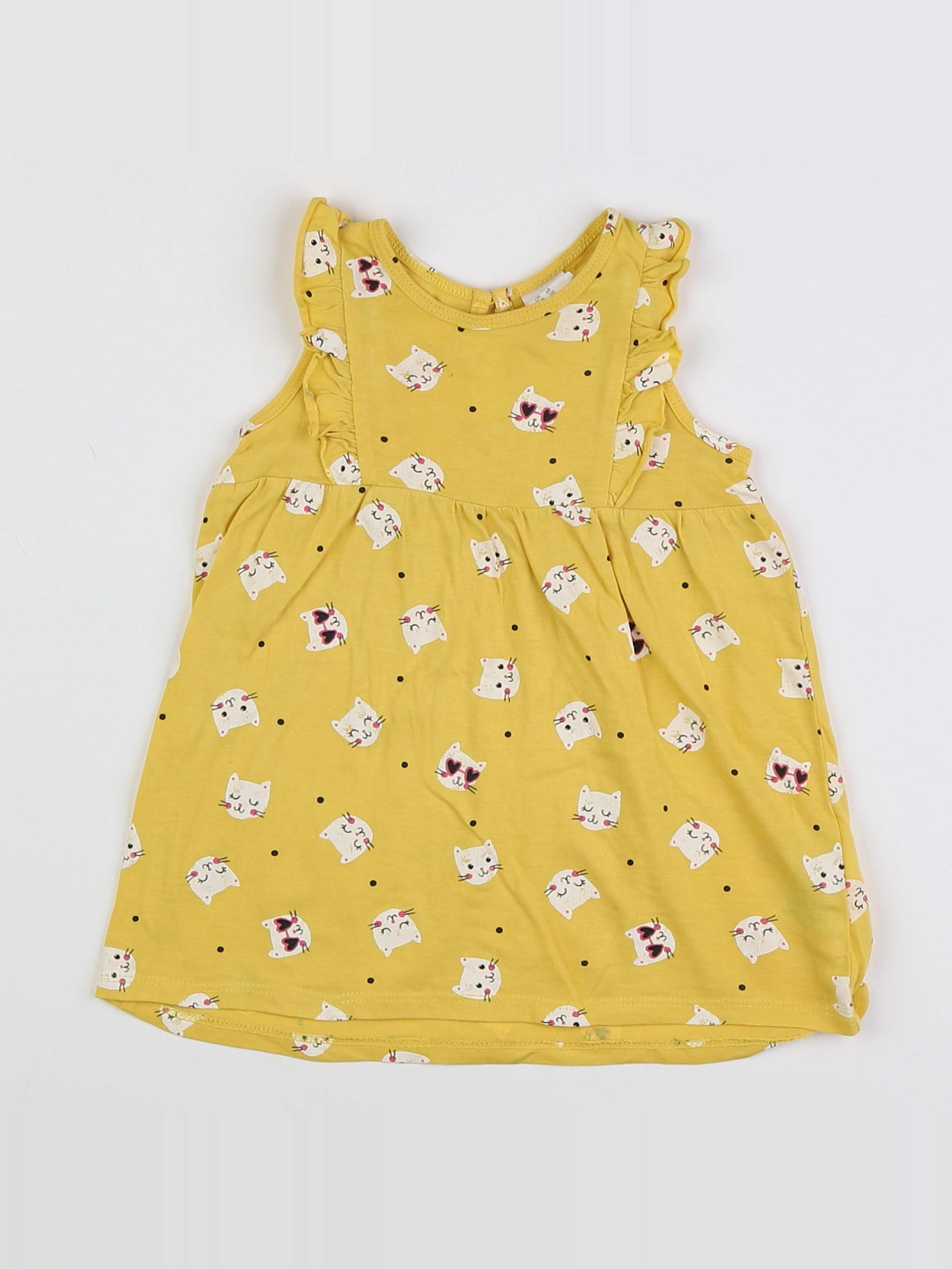 H&M - robe jaune, blanc - 3/6 mois