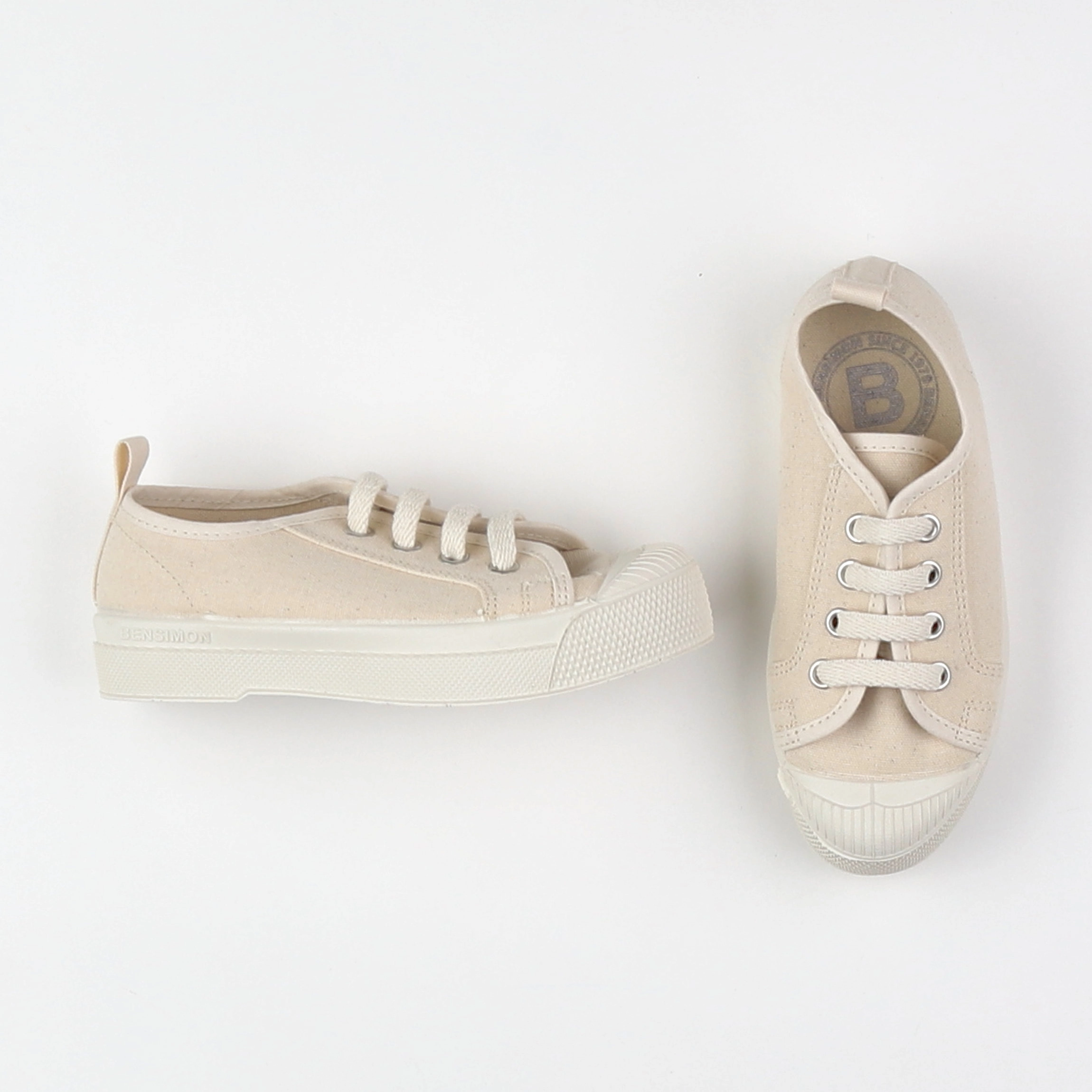 Bensimon - tennis à scratch/ lacets beige (neuf) - pointure 33