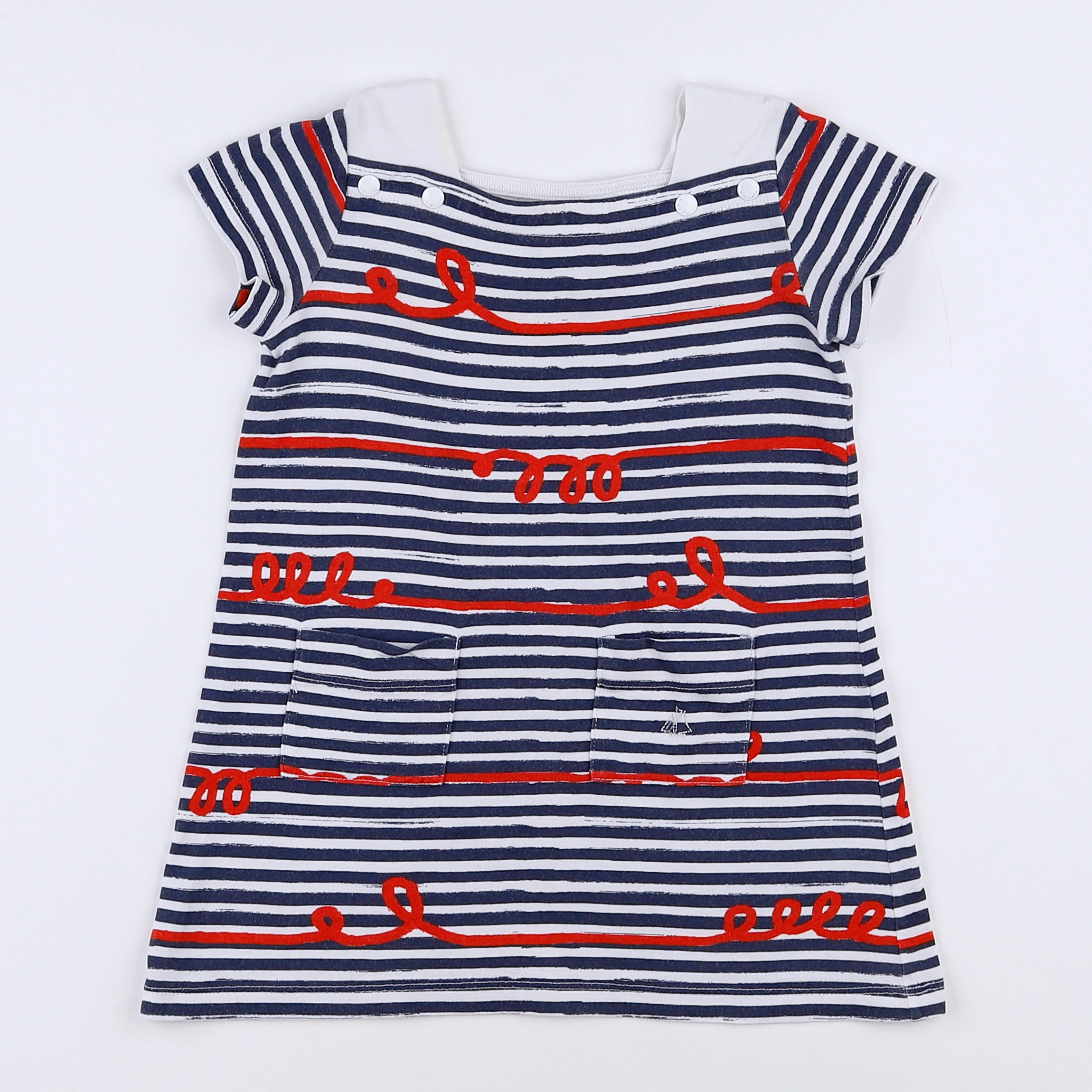Petit Bateau - robe bleu, blanc - 18 mois