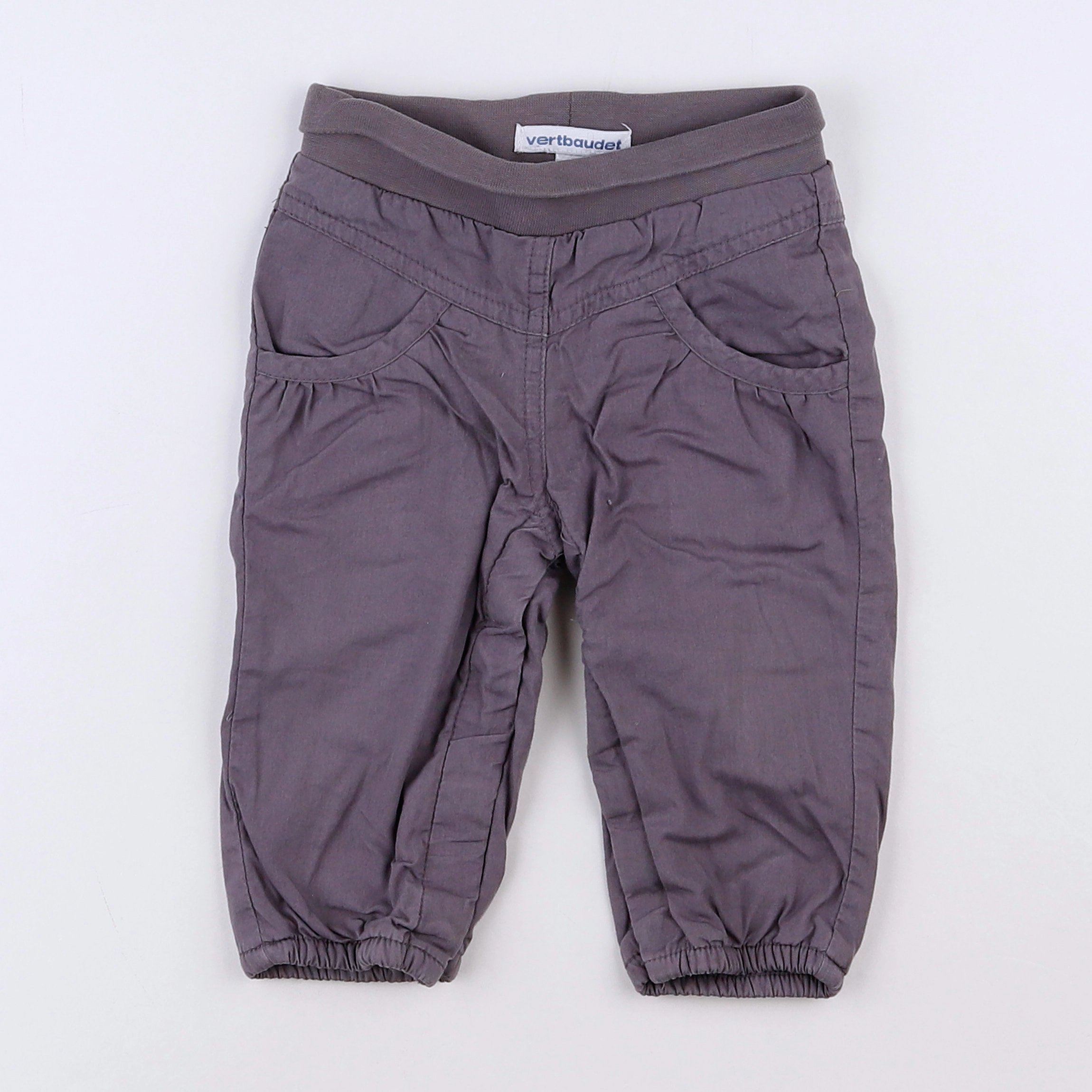 Vertbaudet - pantalon doublé gris - 9 mois