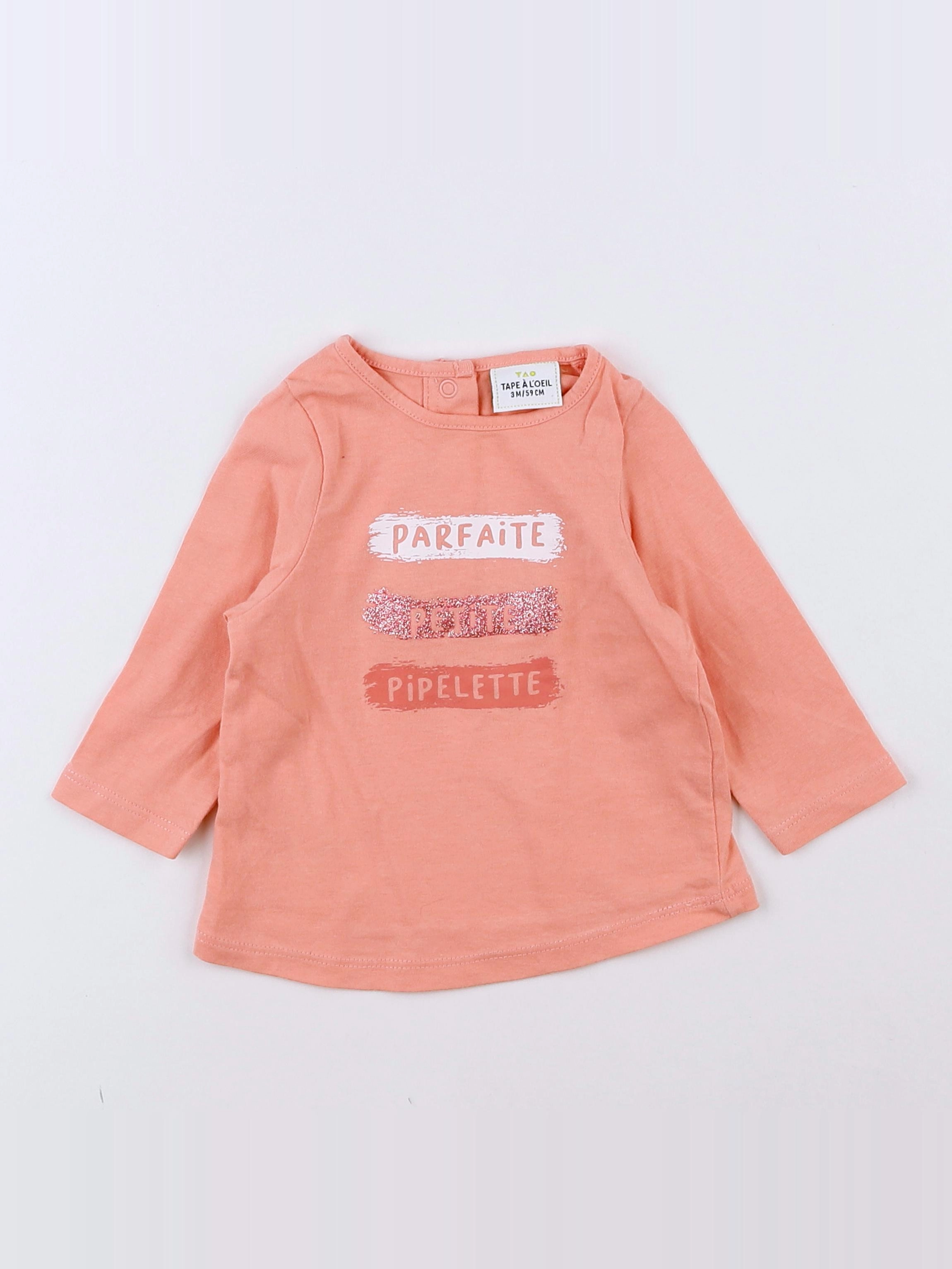 Tape à l'oeil - tee-shirt rose, orange - 3 mois