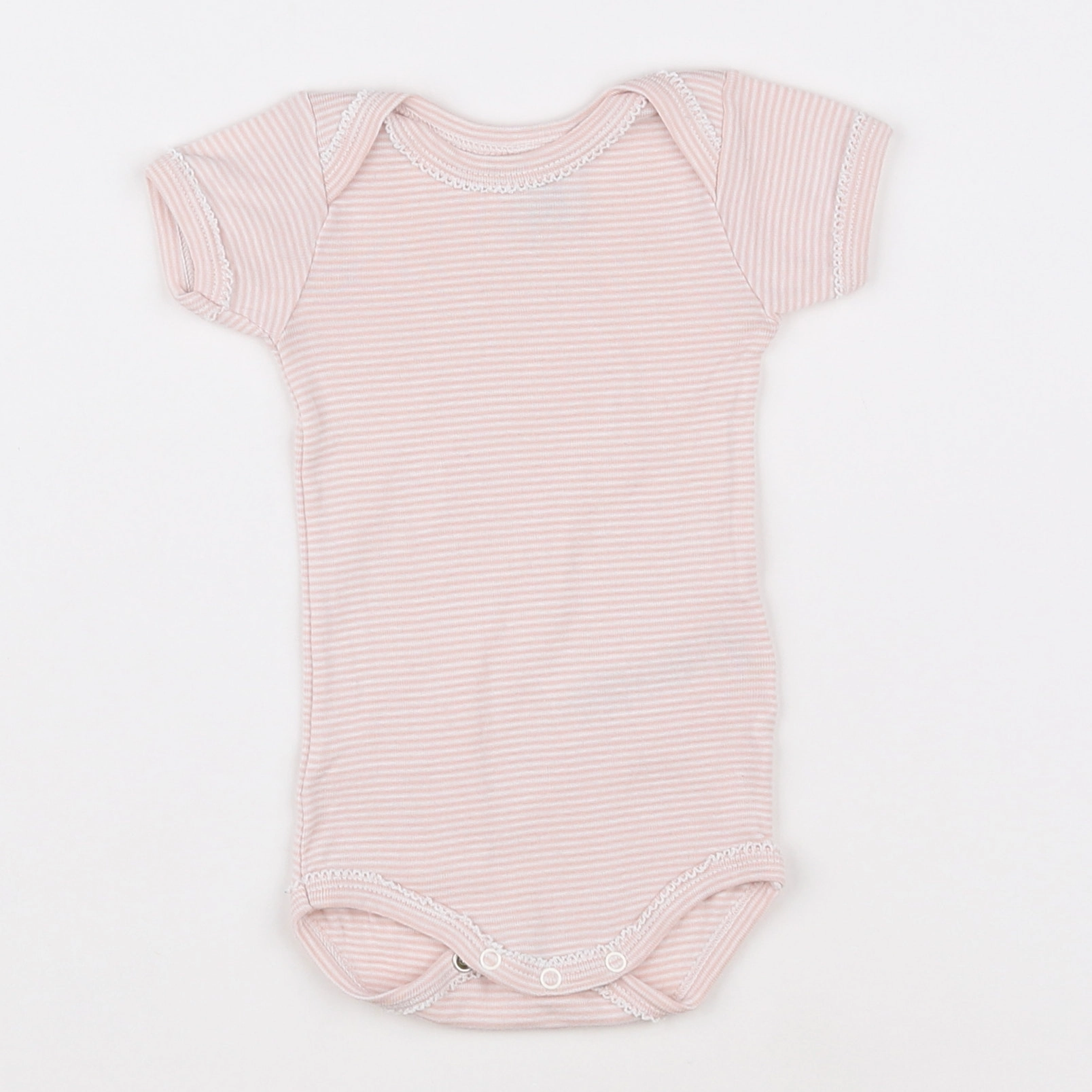 Petit Bateau - body blanc, rose - 3 mois